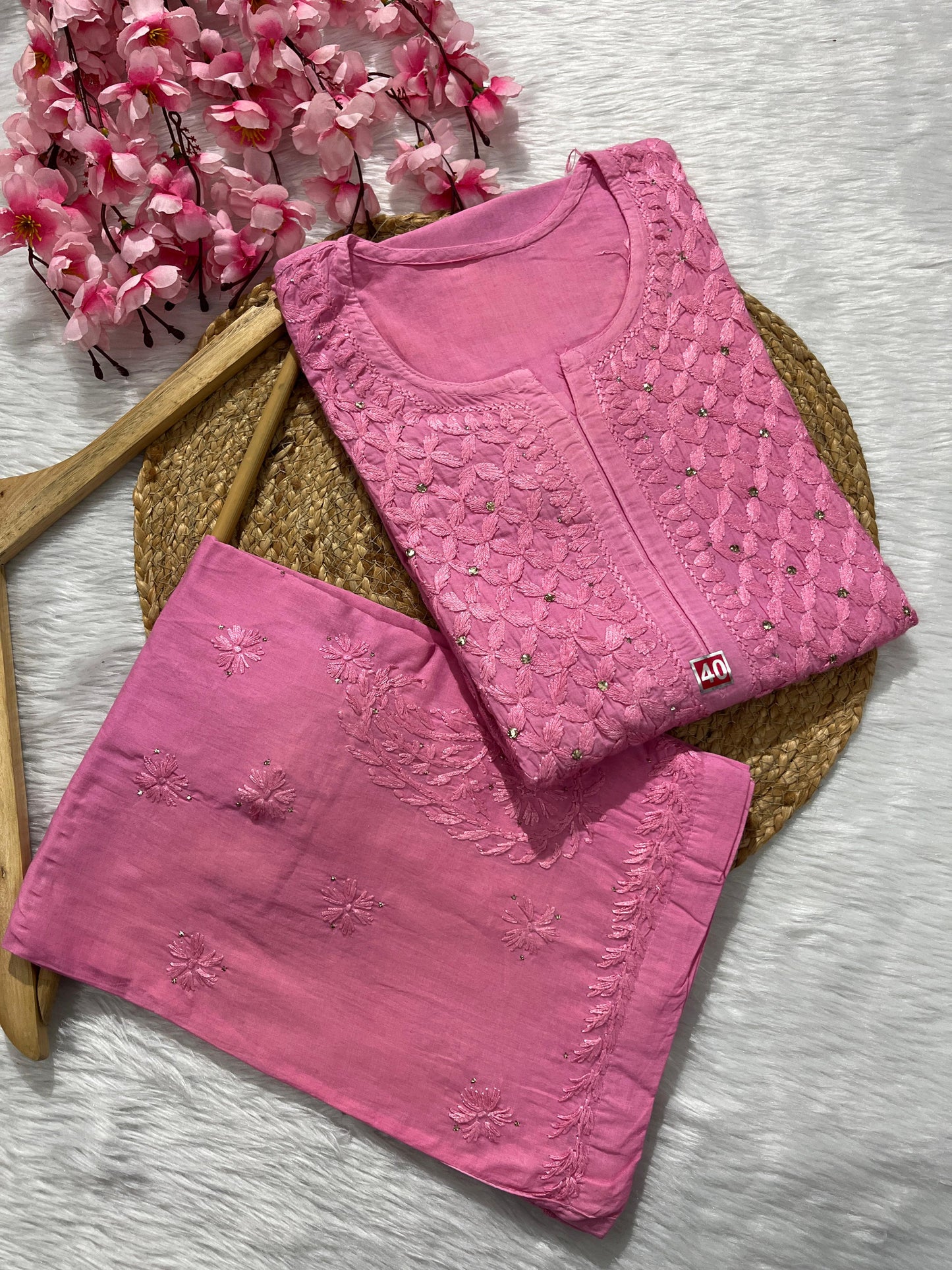 Pure cotton 2pc set with mukesh work