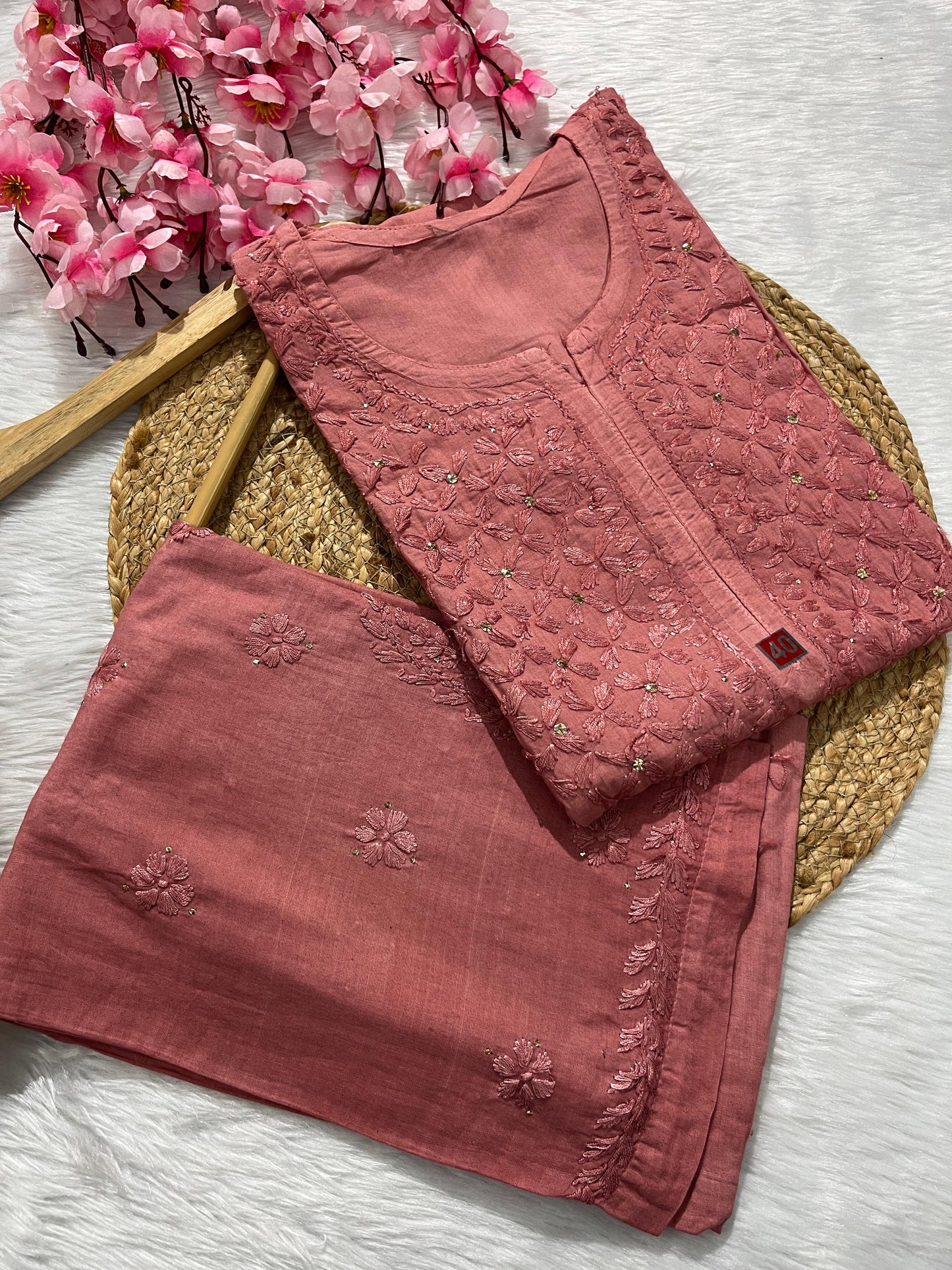 Pure cotton 2pc set with mukesh work