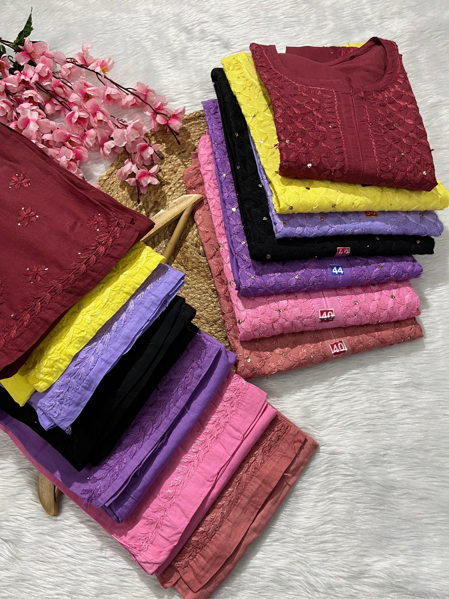 Pure cotton 2pc set with mukesh work