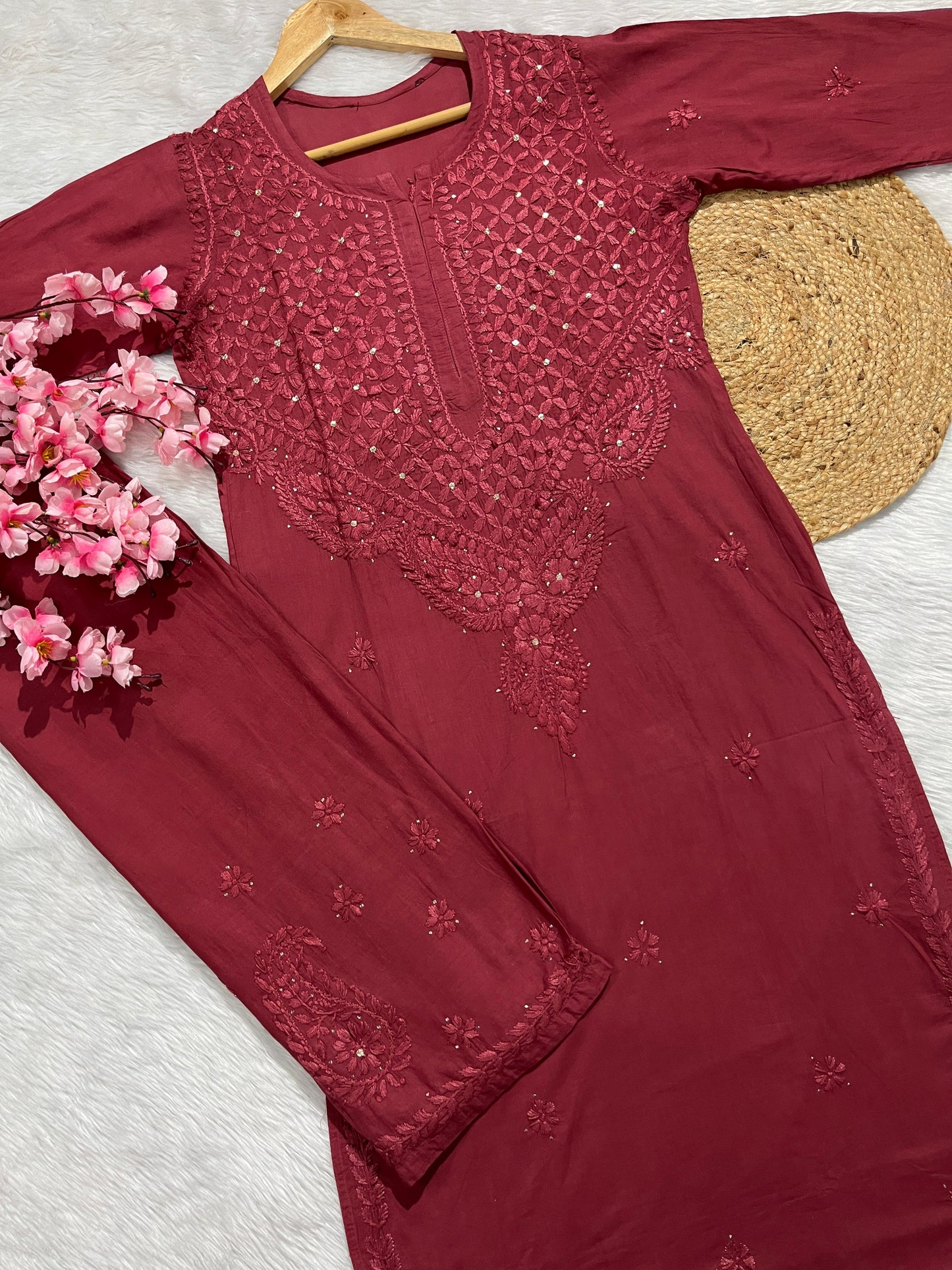 Pure cotton 2pc set with mukesh work
