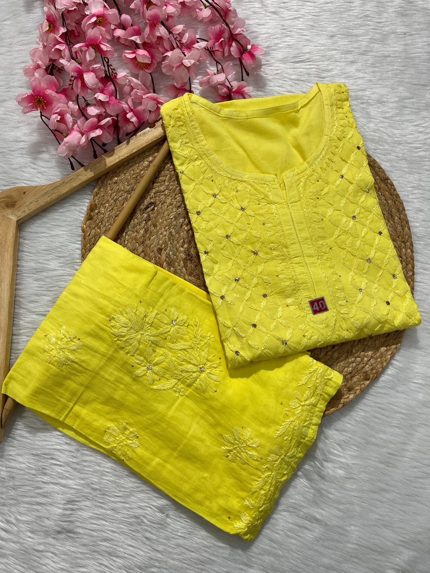 Pure cotton 2pc set with mukesh work