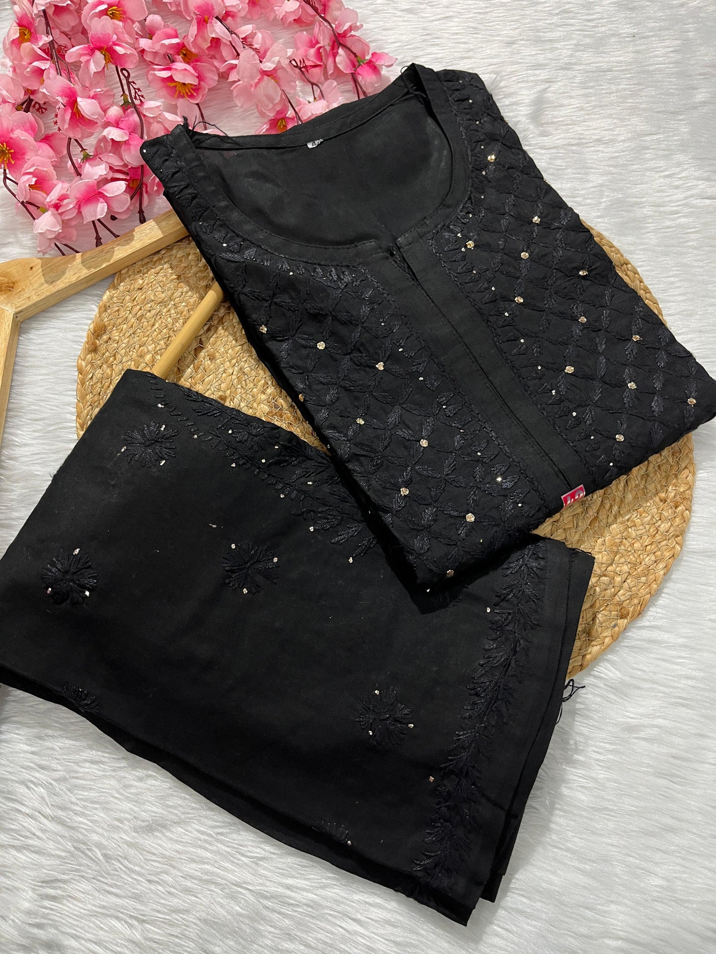 Pure cotton 2pc set with mukesh work