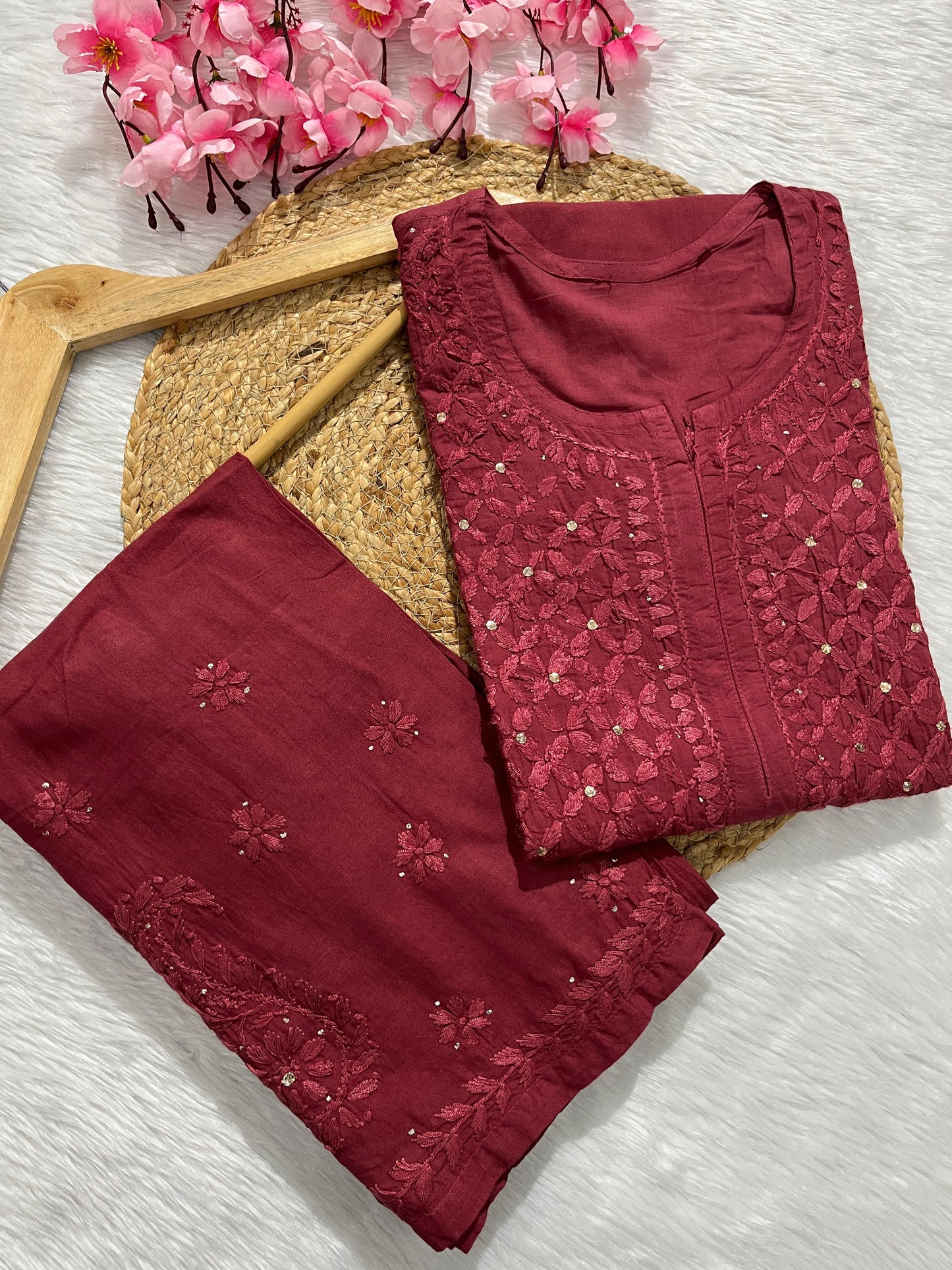 Pure cotton 2pc set with mukesh work