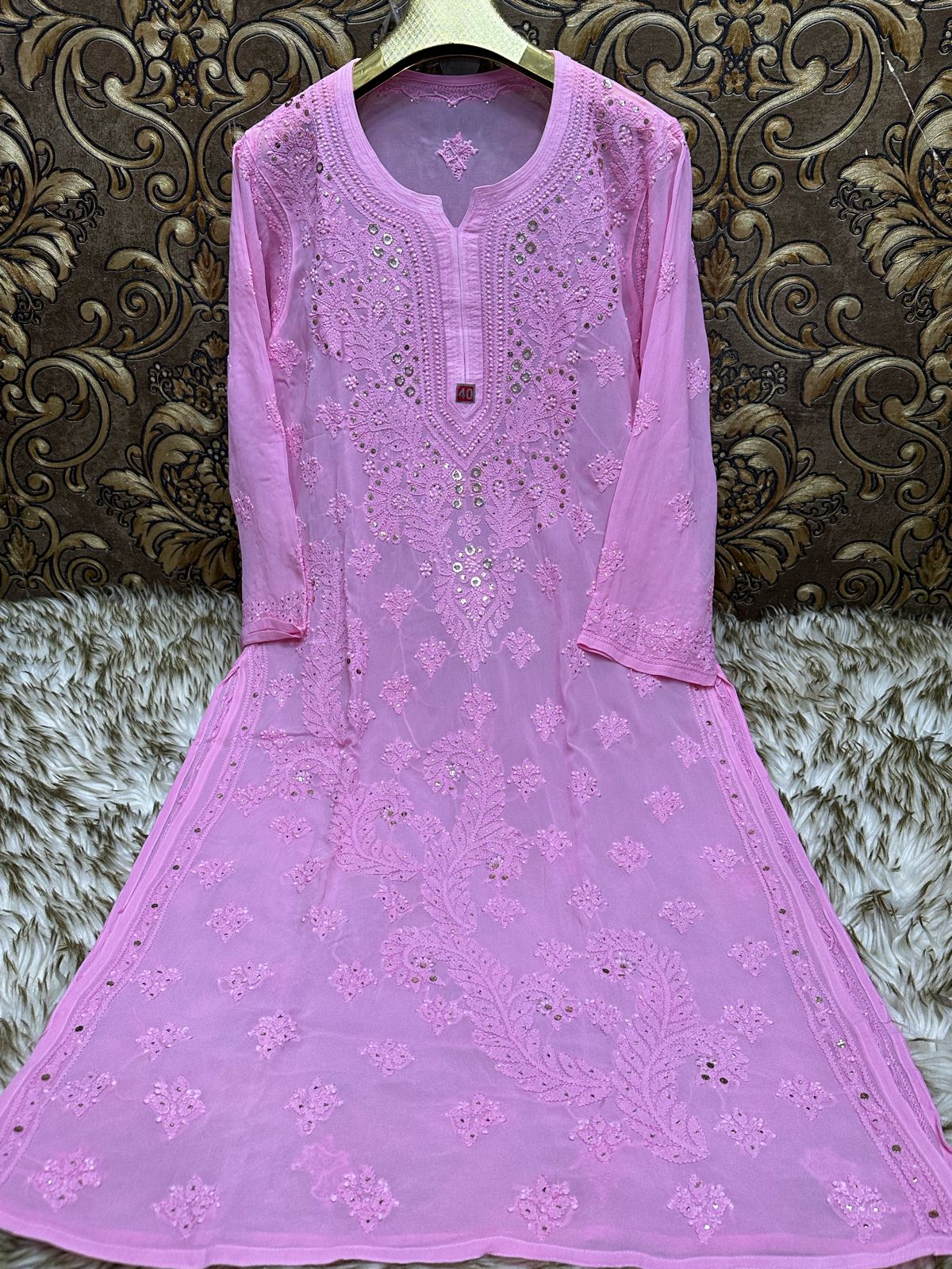 Viscouse kurta sharara set with mukesh work