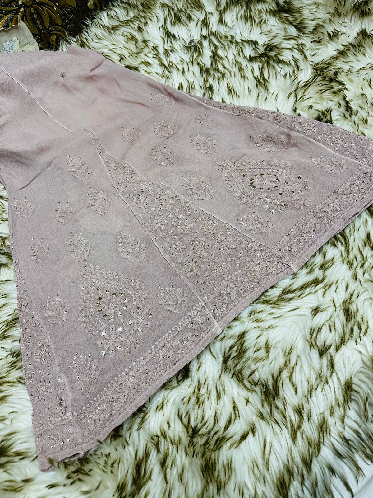Viscouse kurta sharara set with mukesh work