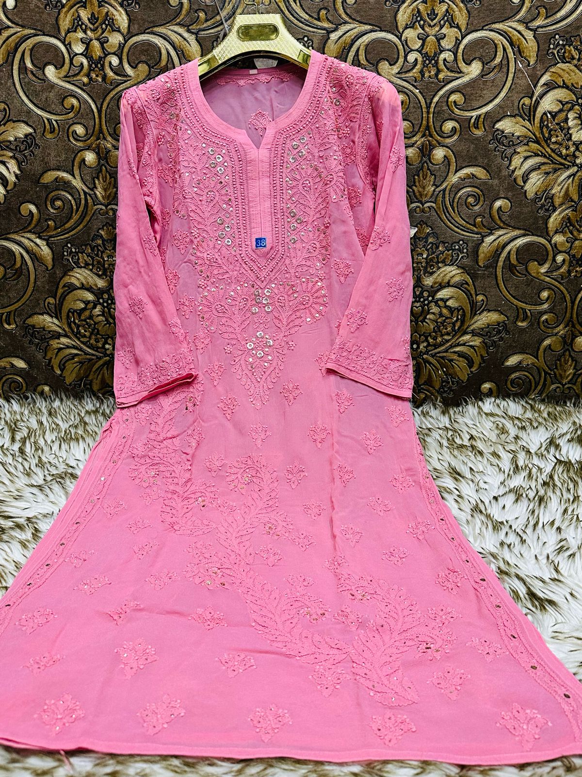 Viscouse kurta sharara set with mukesh work