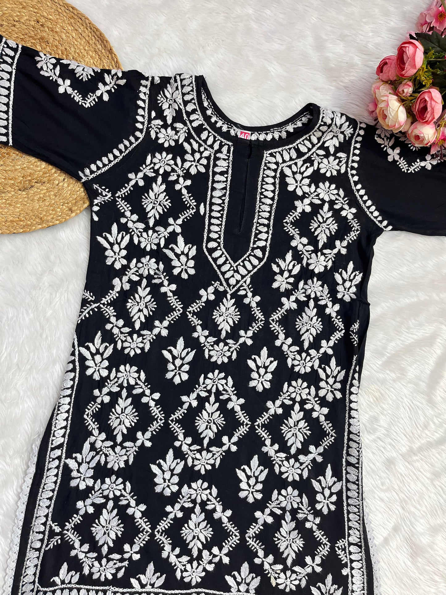 Rayon 2pc garara set with beautiful handwork chikankari