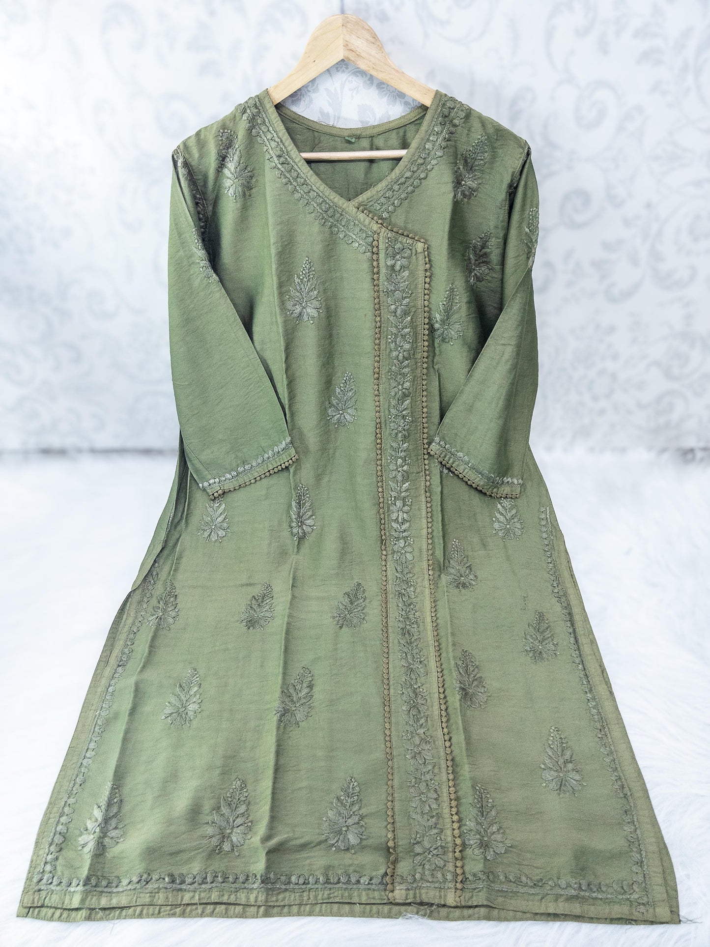 Chanderi Angarkha with beautiful chikankari handwork