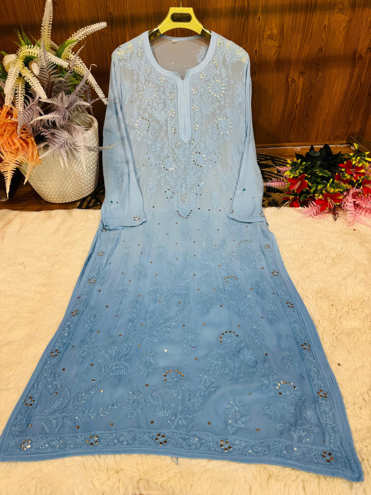 Viscose kurta with mukaish work
