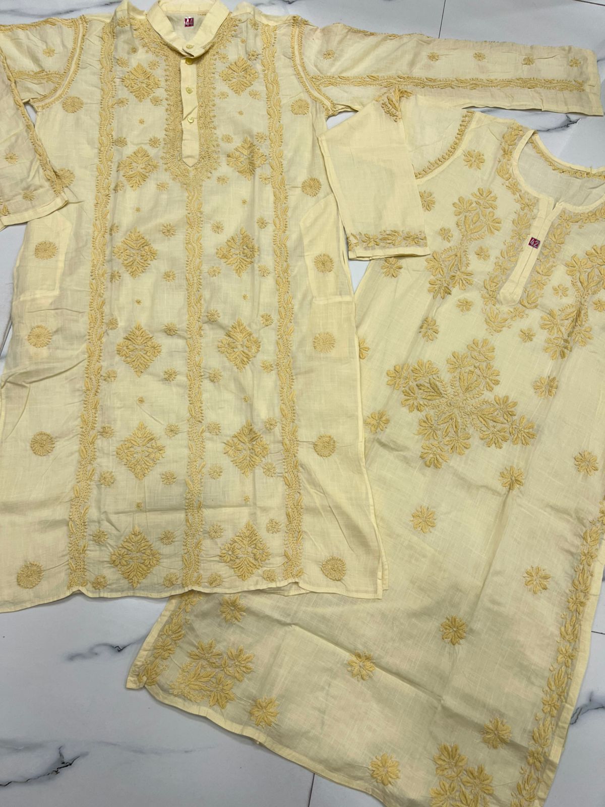 Couple wears men and women cotton set