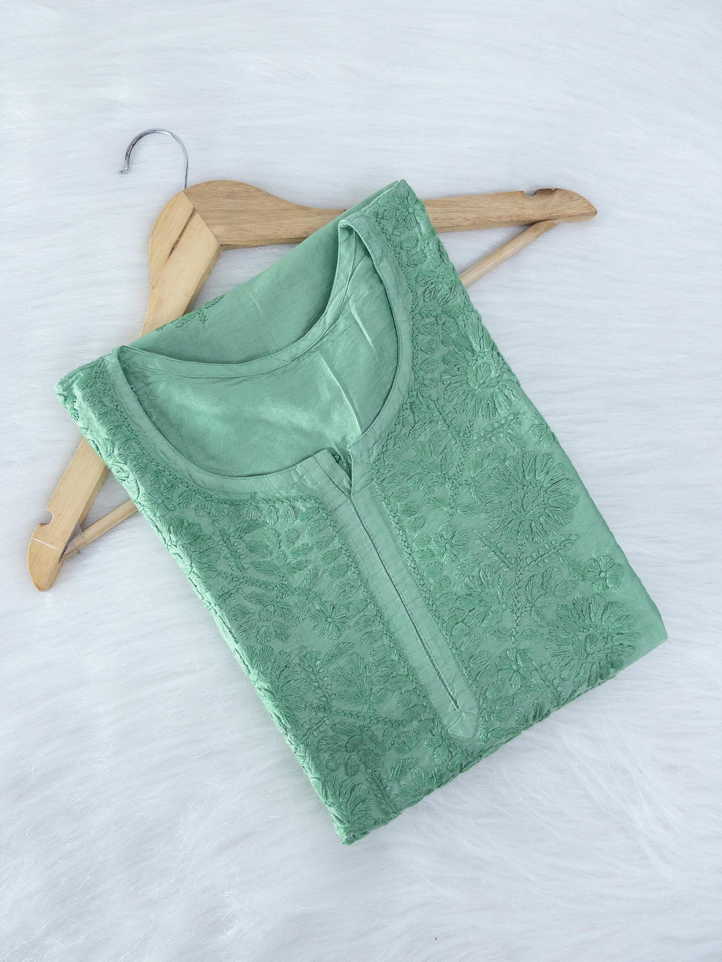 Plus size Chanderi kurta with beautiful handwork chikankari