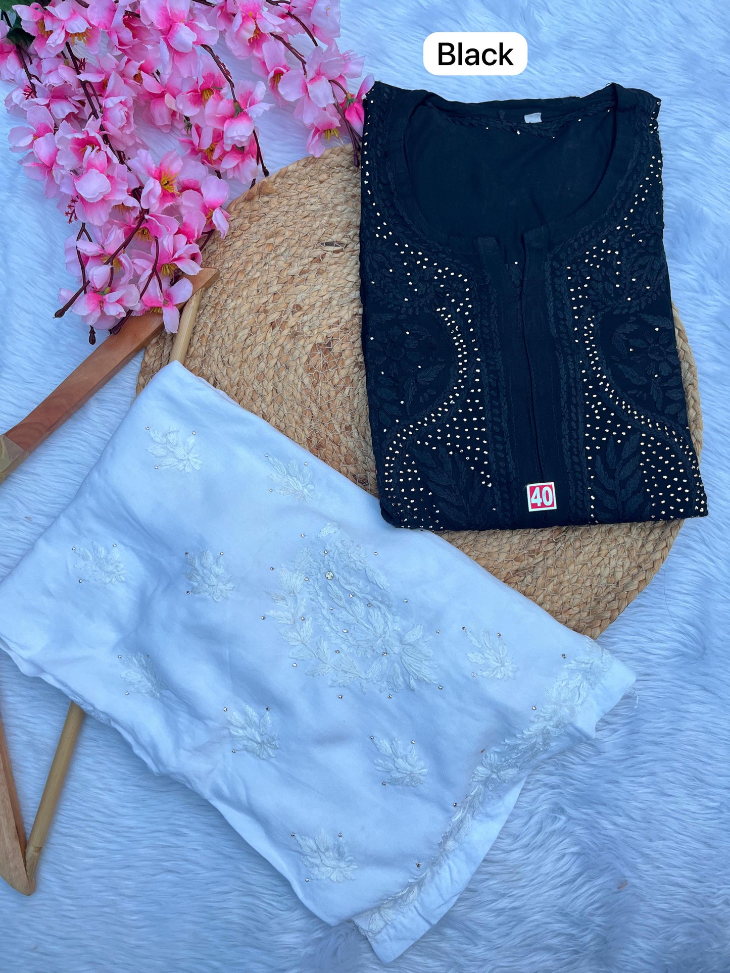 Soft Rayon kurta and palazzo with beautiful mukaish and chikankari handwork