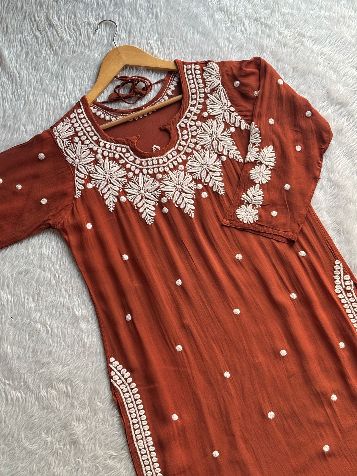 Viscose 3D chikankari handwork kurta
