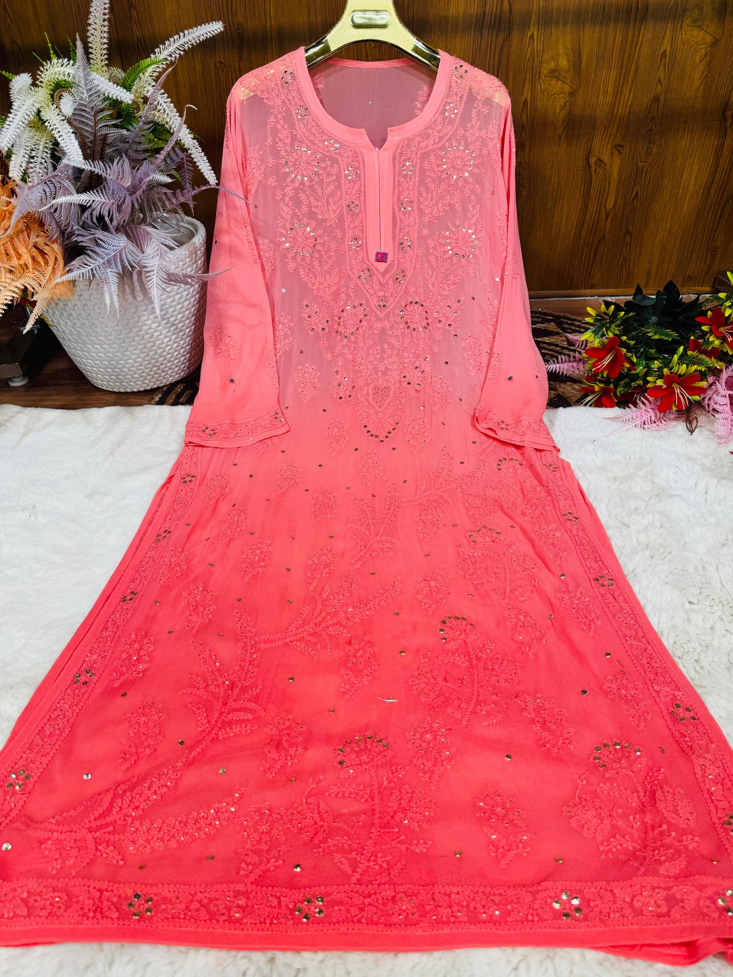 Viscose kurta with mukaish work