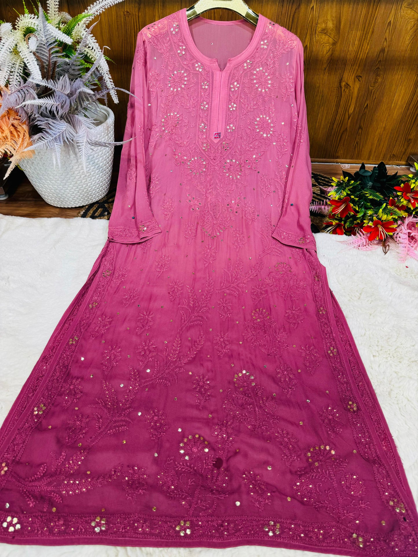 Viscose kurta with mukaish work