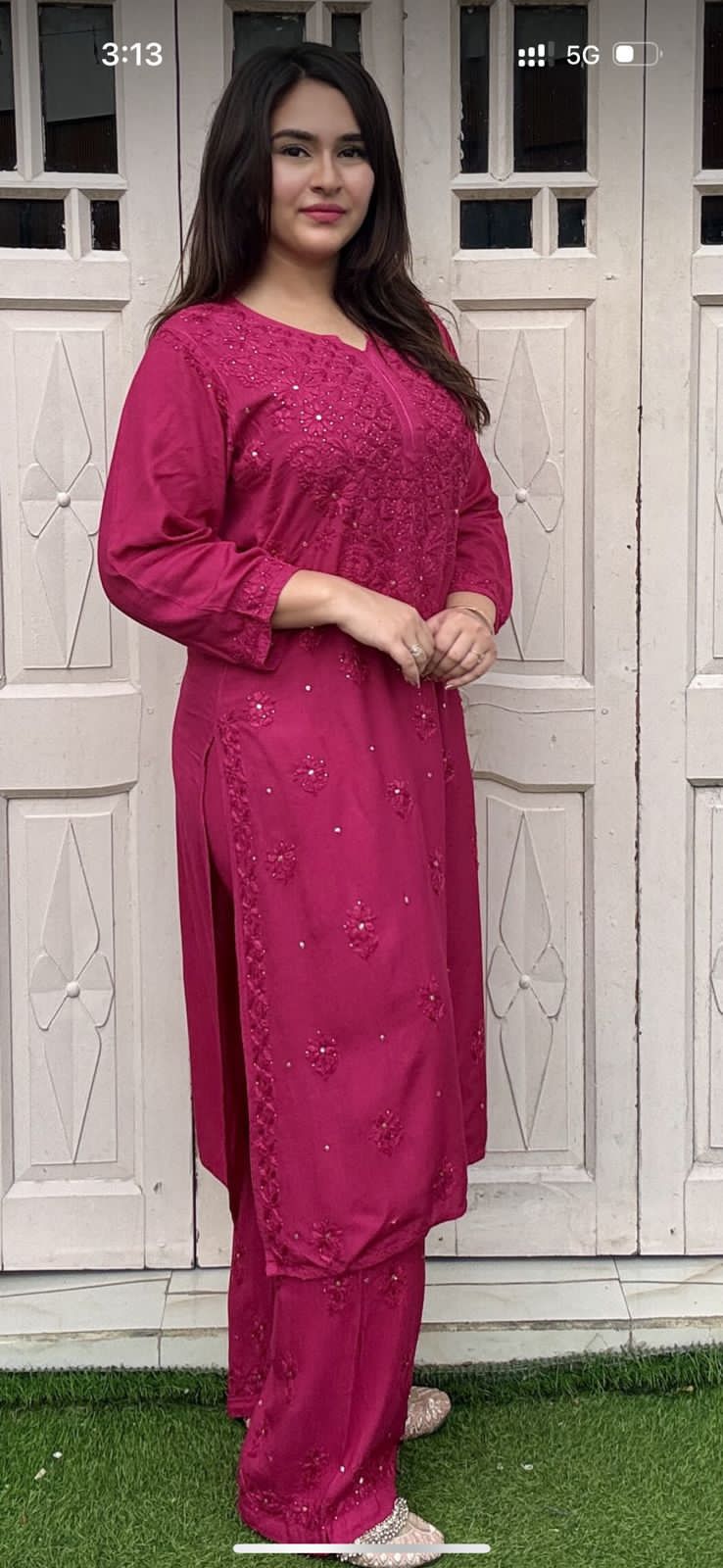 Rayon 2pc mukaish and handwork chikankari set