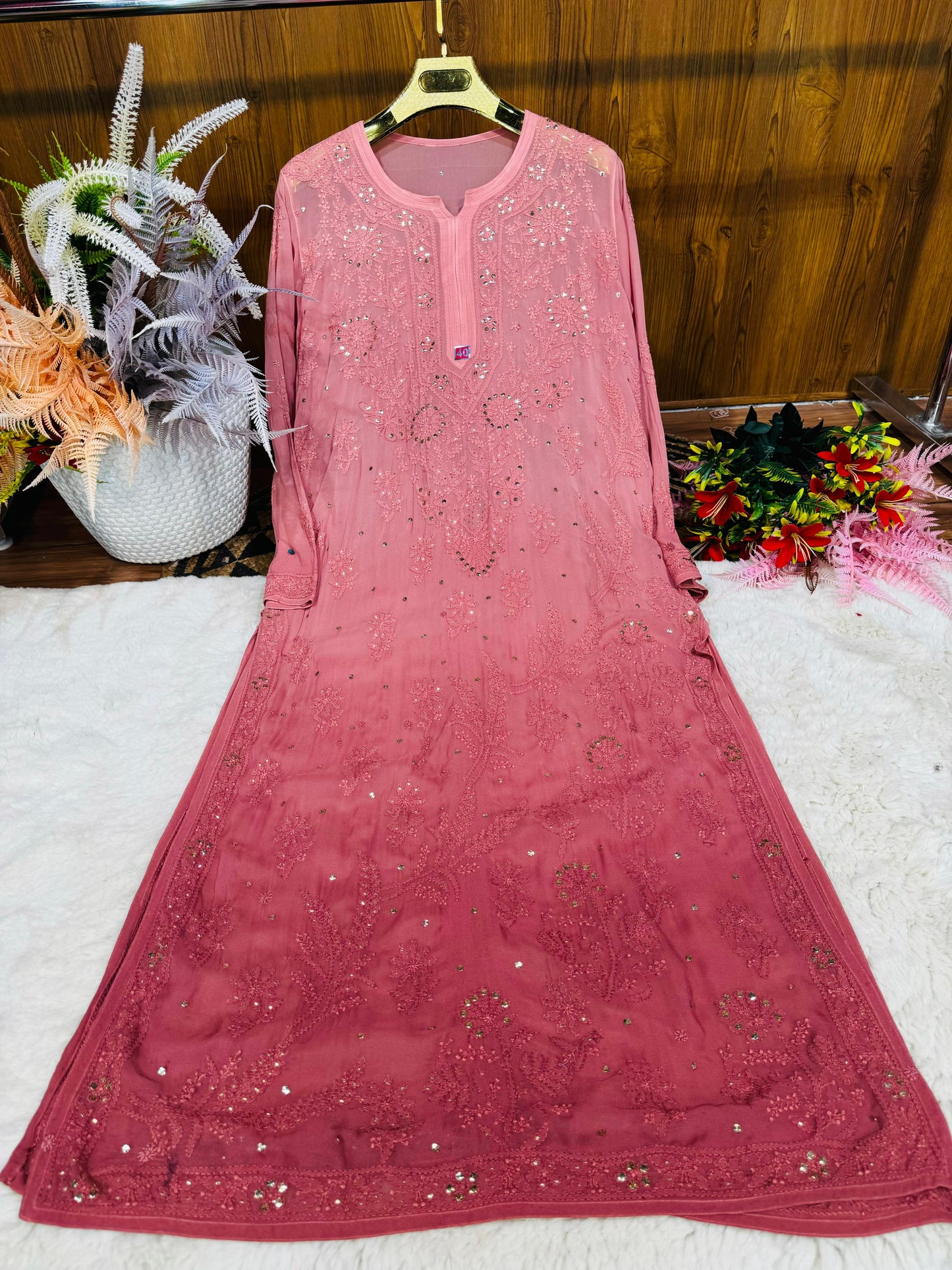 Viscose kurta with mukaish work