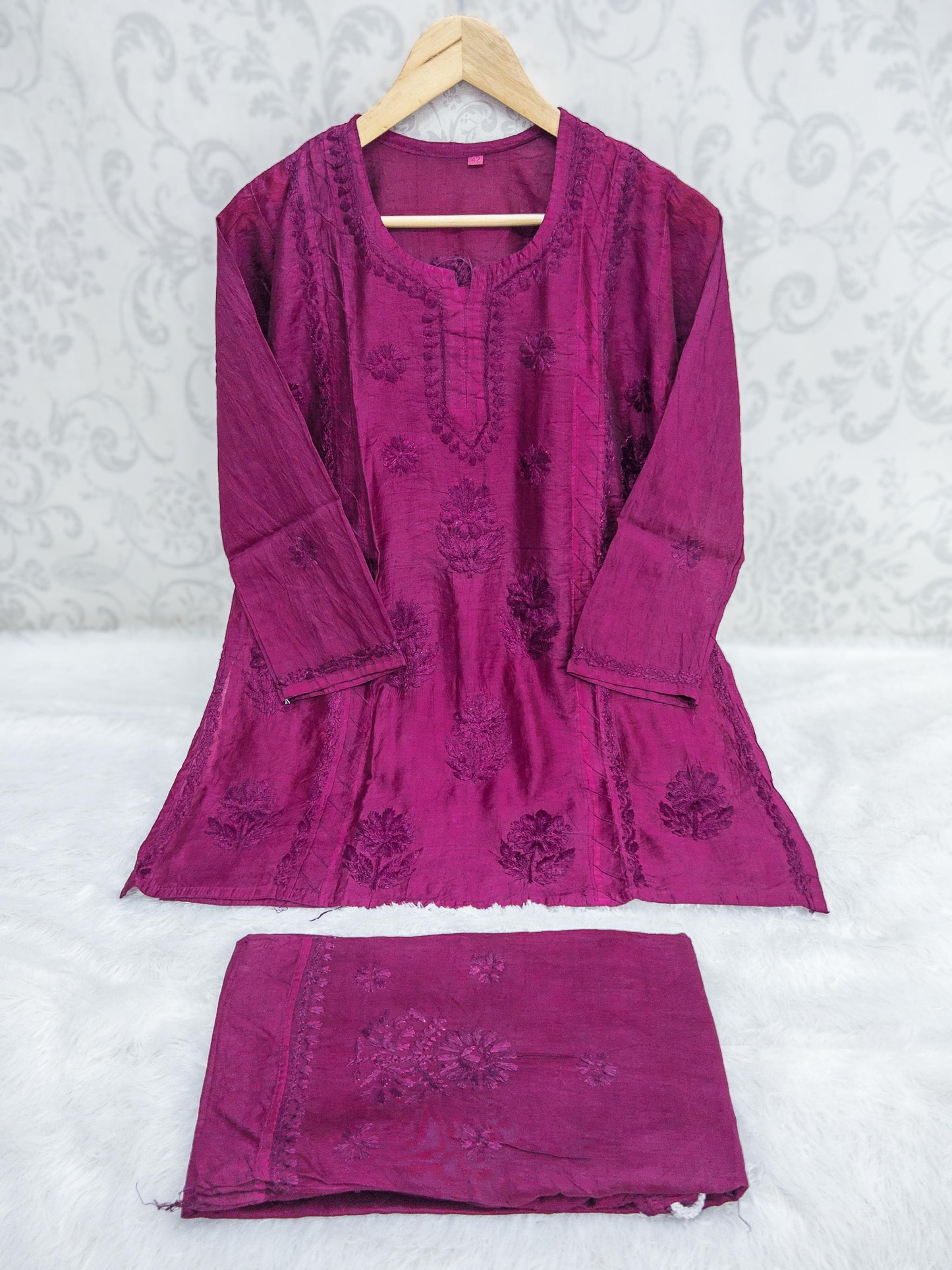 Chanderi cord set with beautiful chikankari handwork