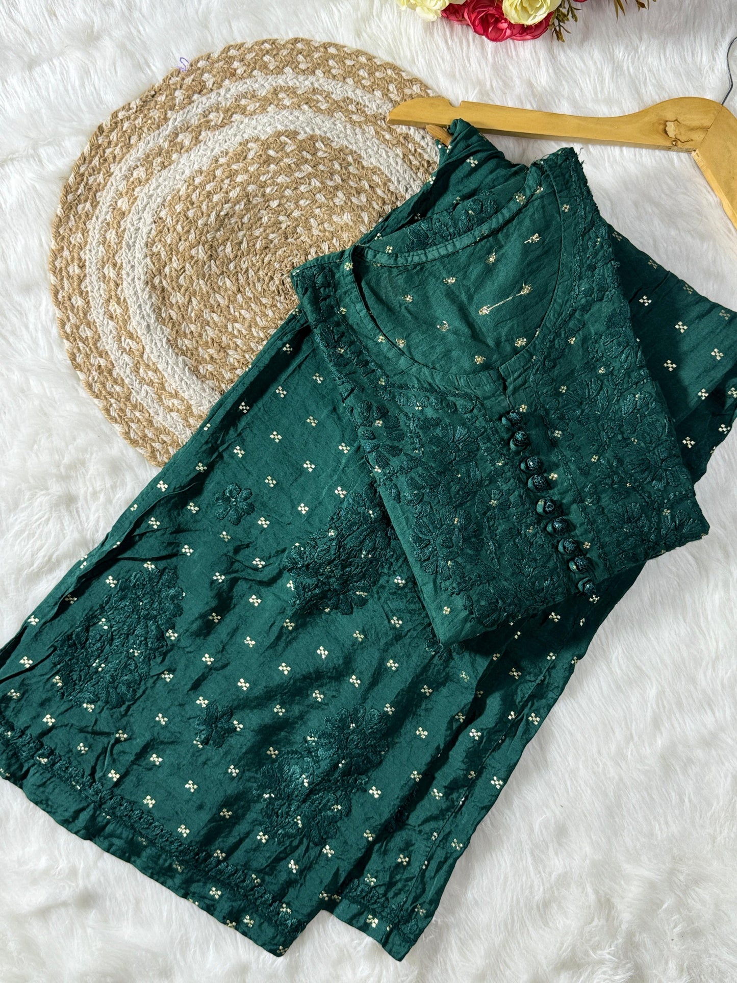 Chanderi 2pc kurta and bottom set