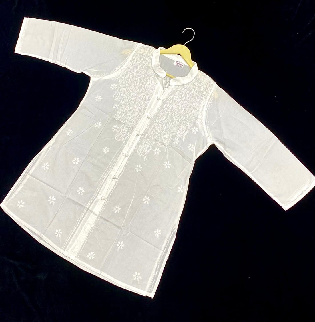 Cotton shirt with beautiful chikankari handwork and curosia buttons