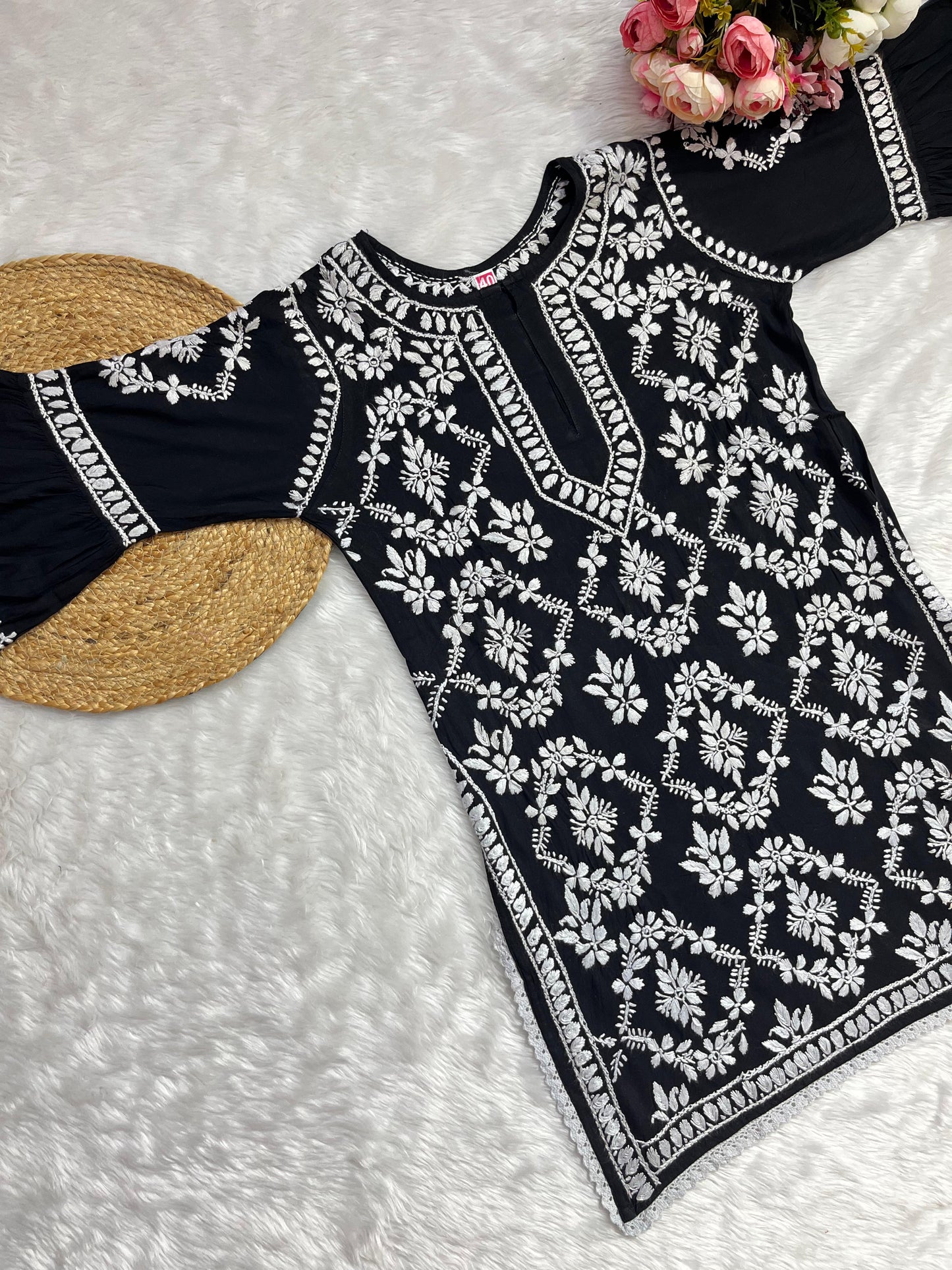 Rayon 2pc garara set with beautiful handwork chikankari