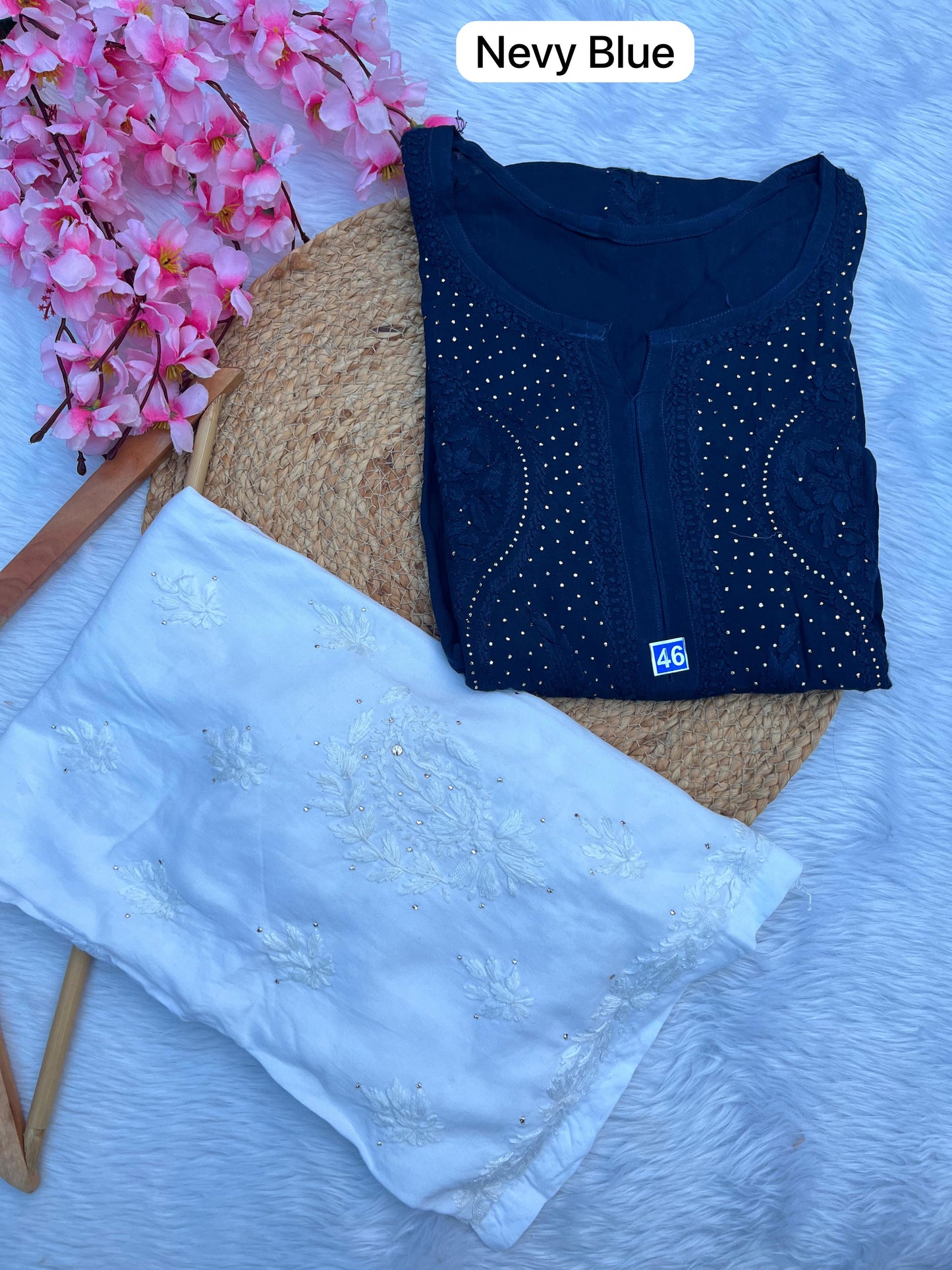 Soft Rayon kurta and palazzo with beautiful mukaish and chikankari handwork