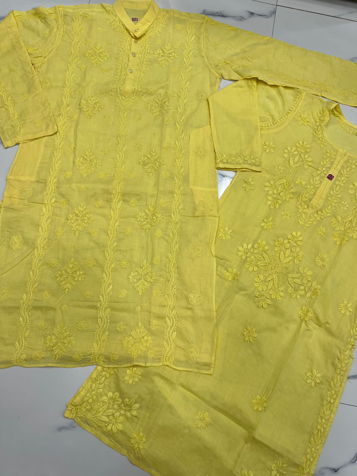 Couple wears men and women cotton set
