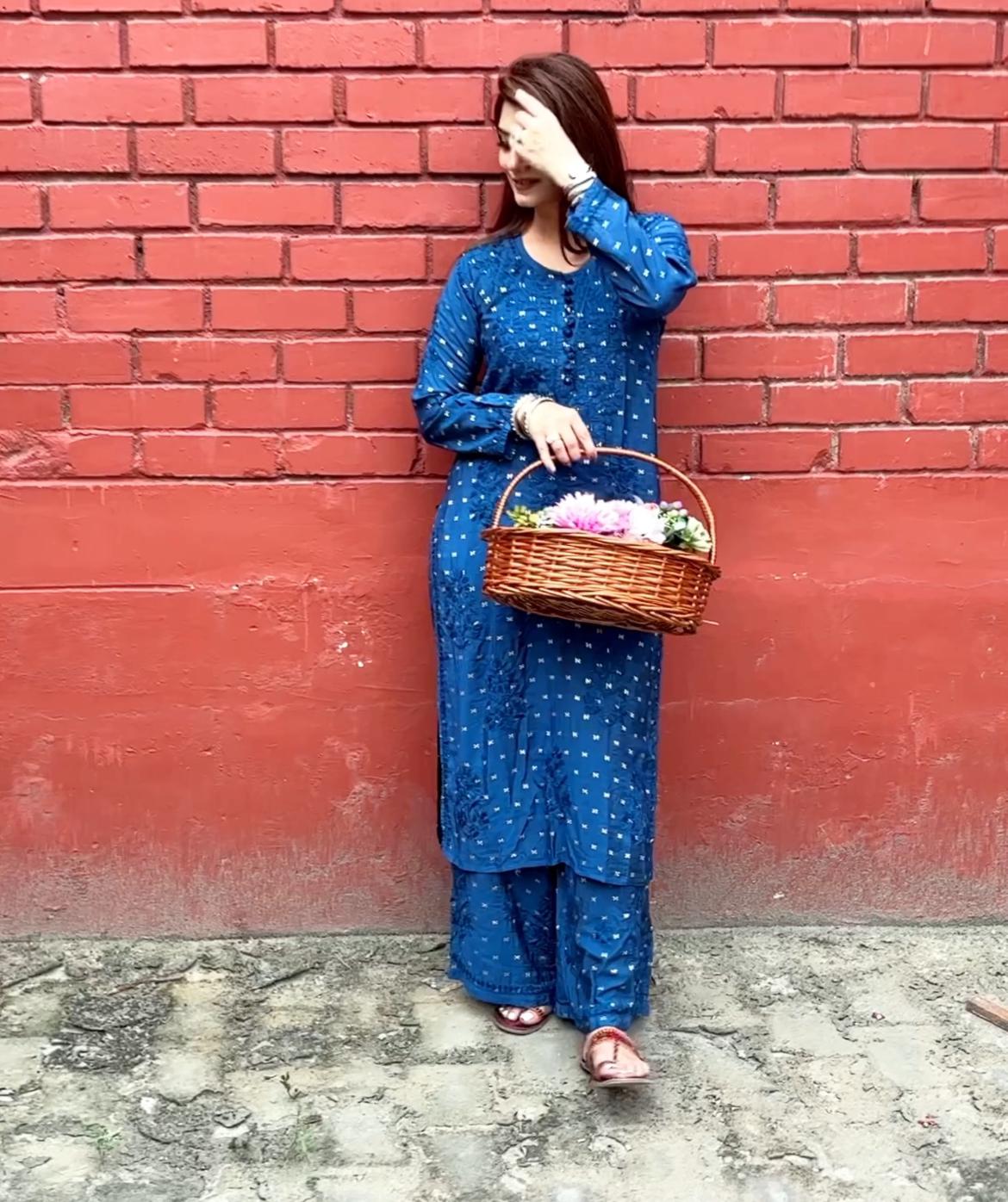 Chanderi 2pc kurta and bottom set