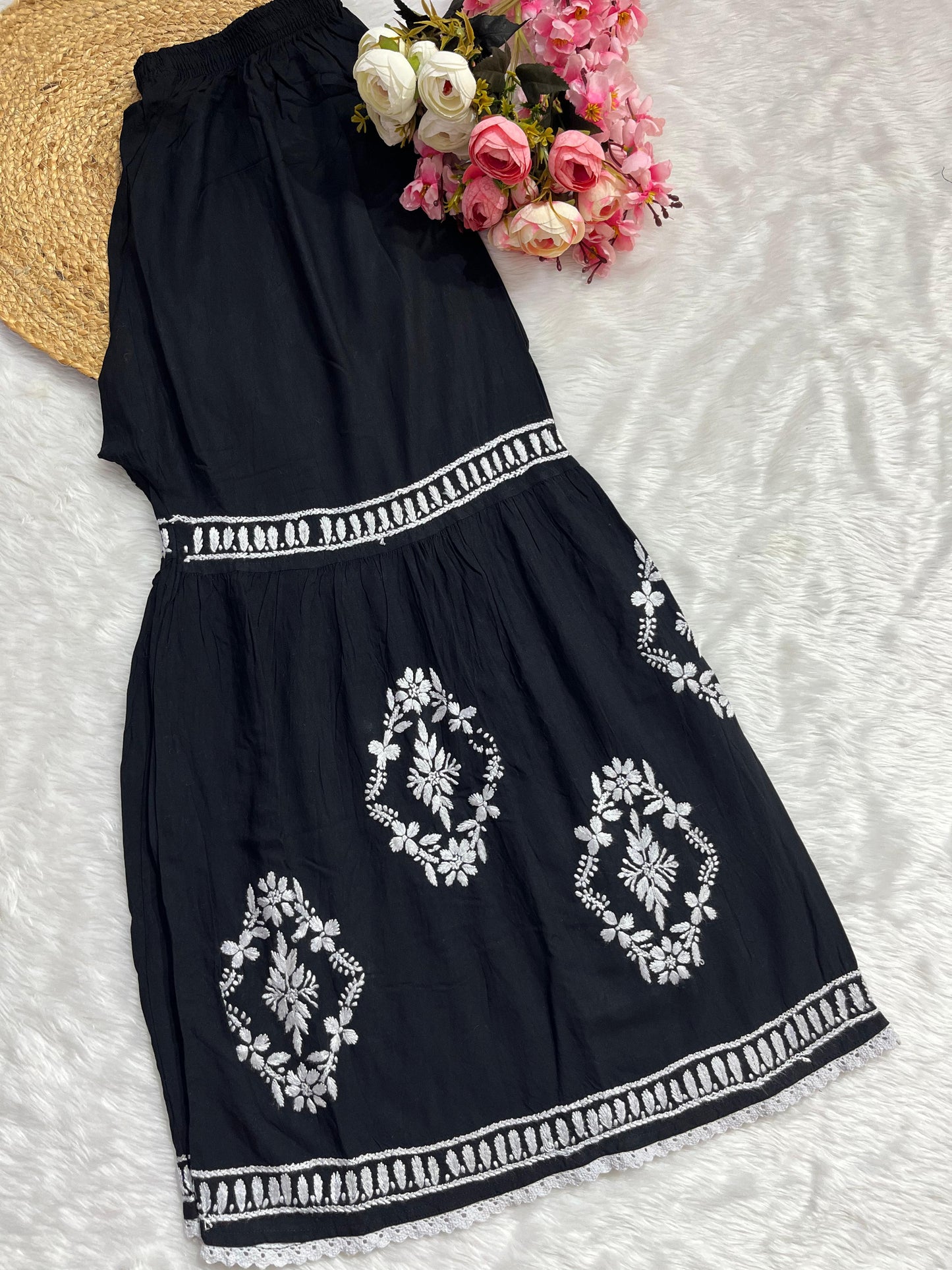 Rayon 2pc garara set with beautiful handwork chikankari