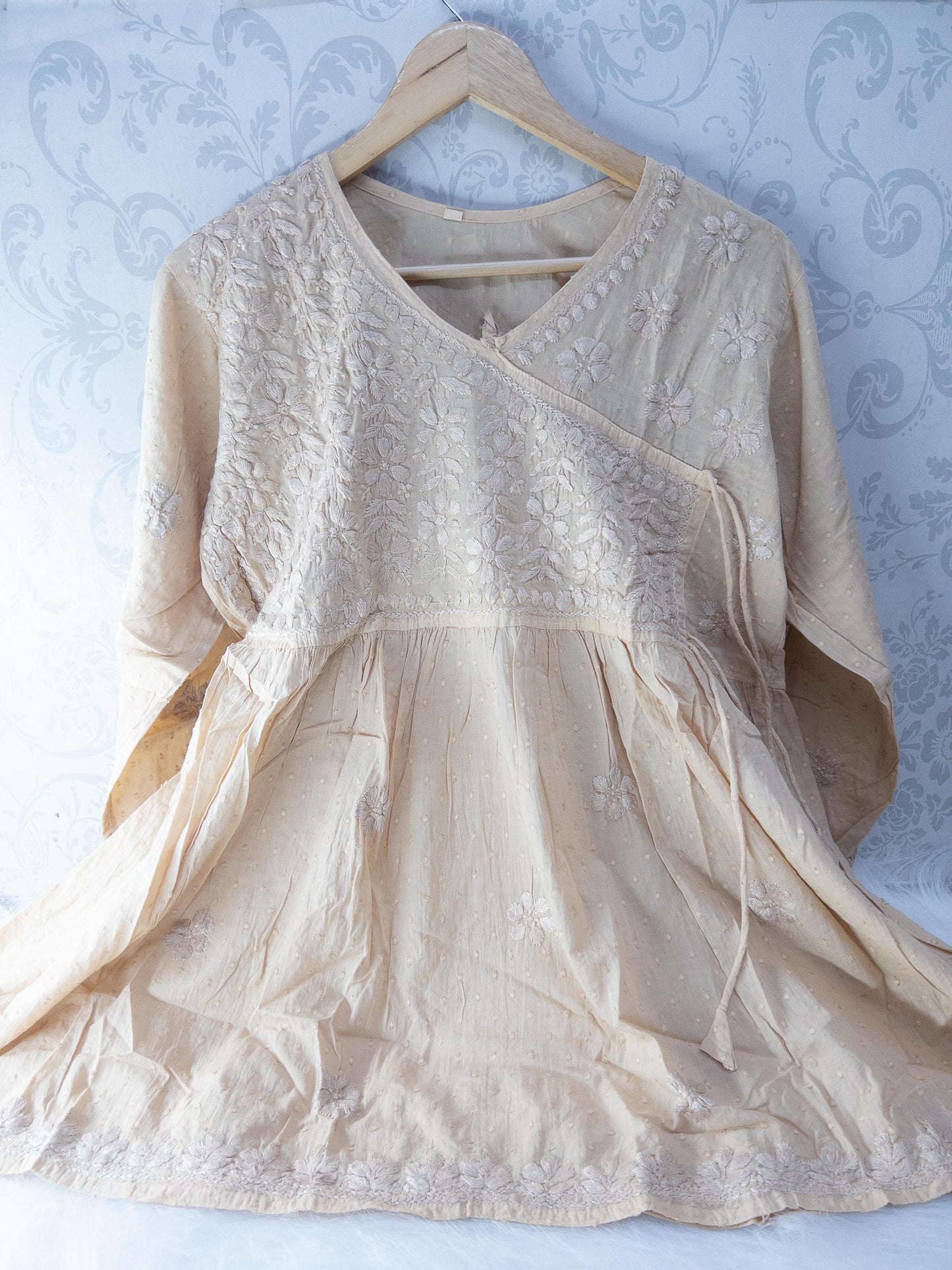 Dobby cotton short gown