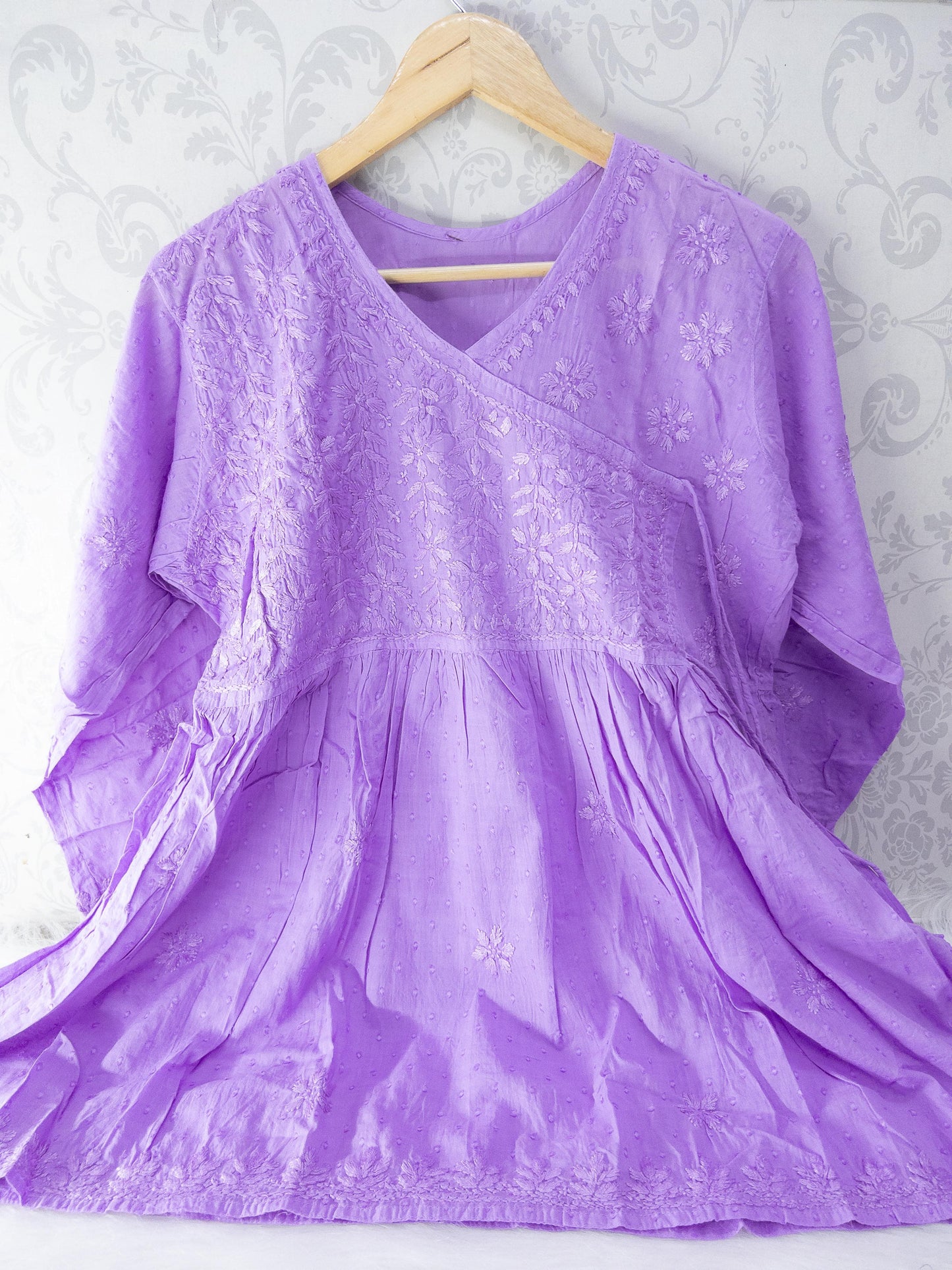 Dobby cotton short gown