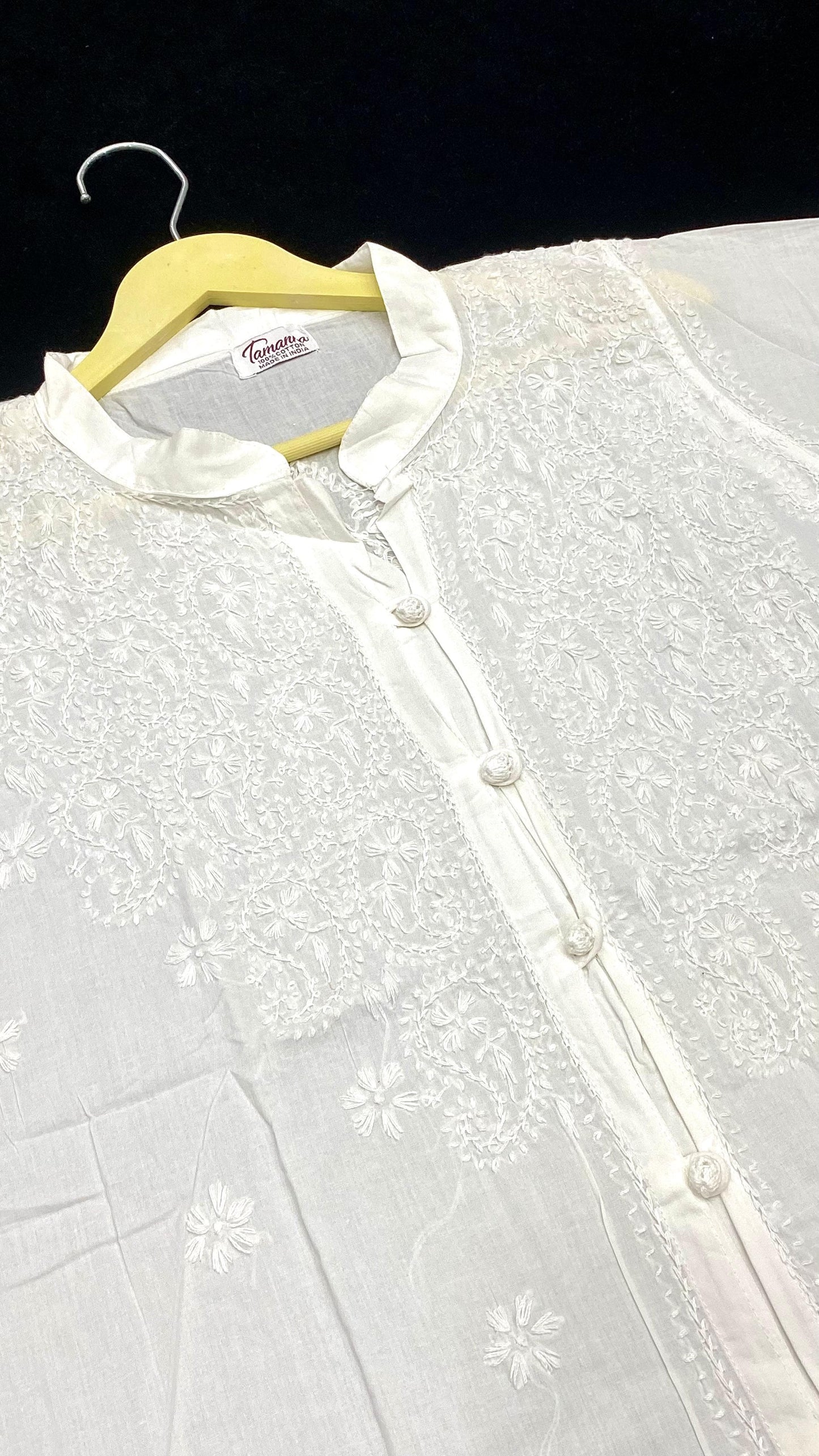 Cotton shirt with beautiful chikankari handwork and curosia buttons