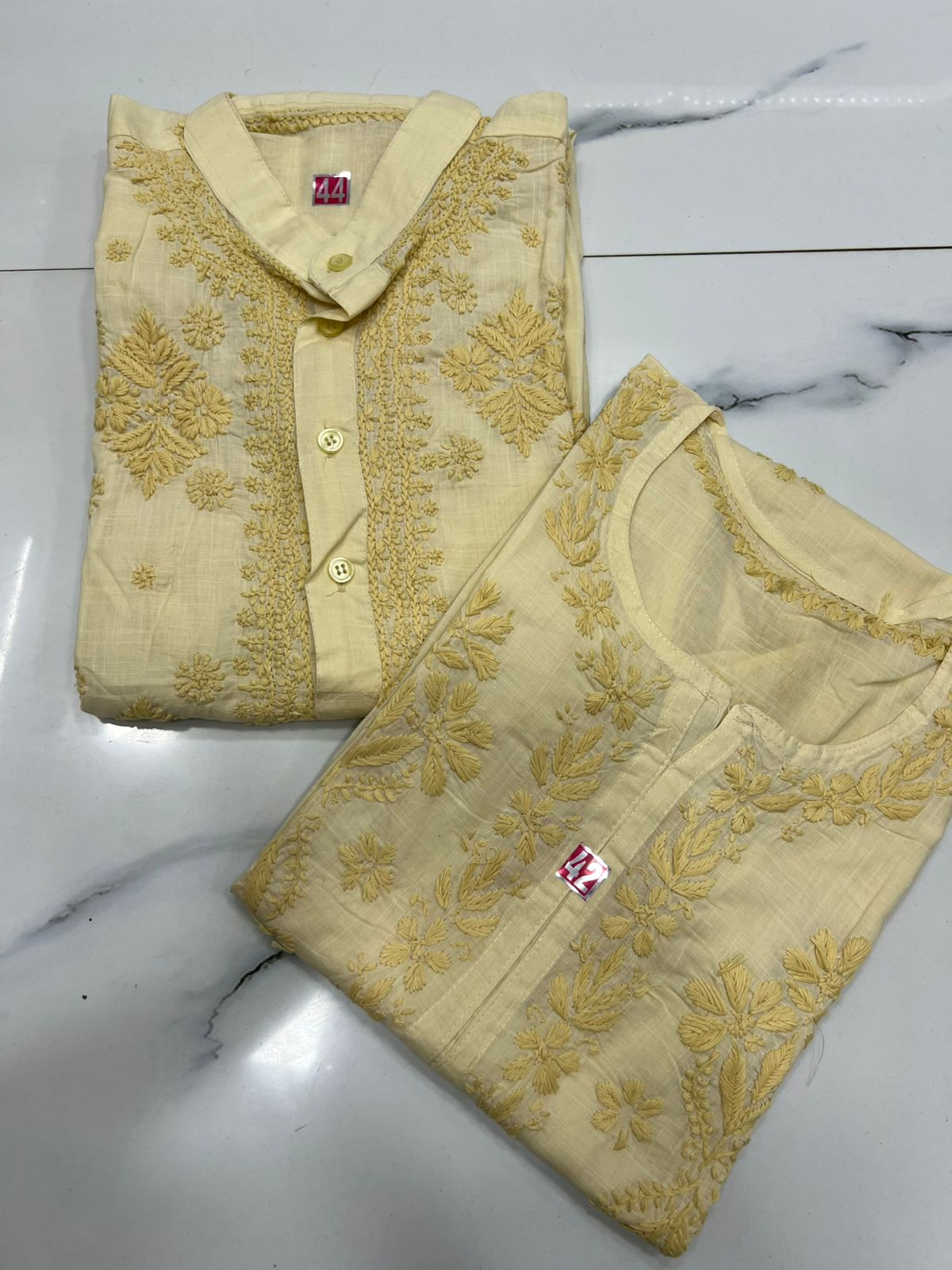 Couple wears men and women cotton set