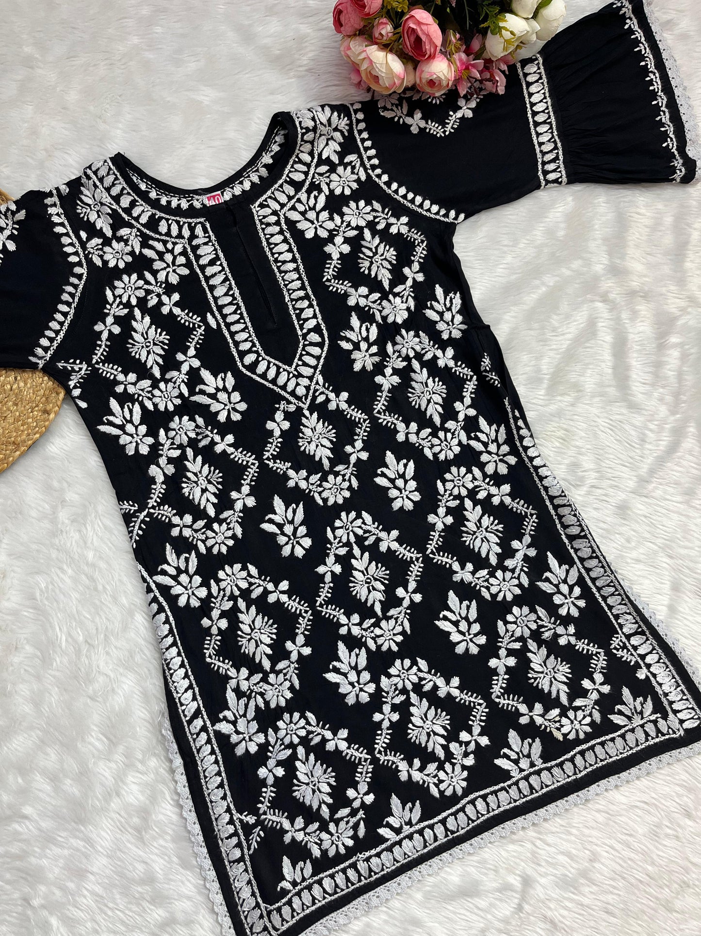Rayon 2pc garara set with beautiful handwork chikankari