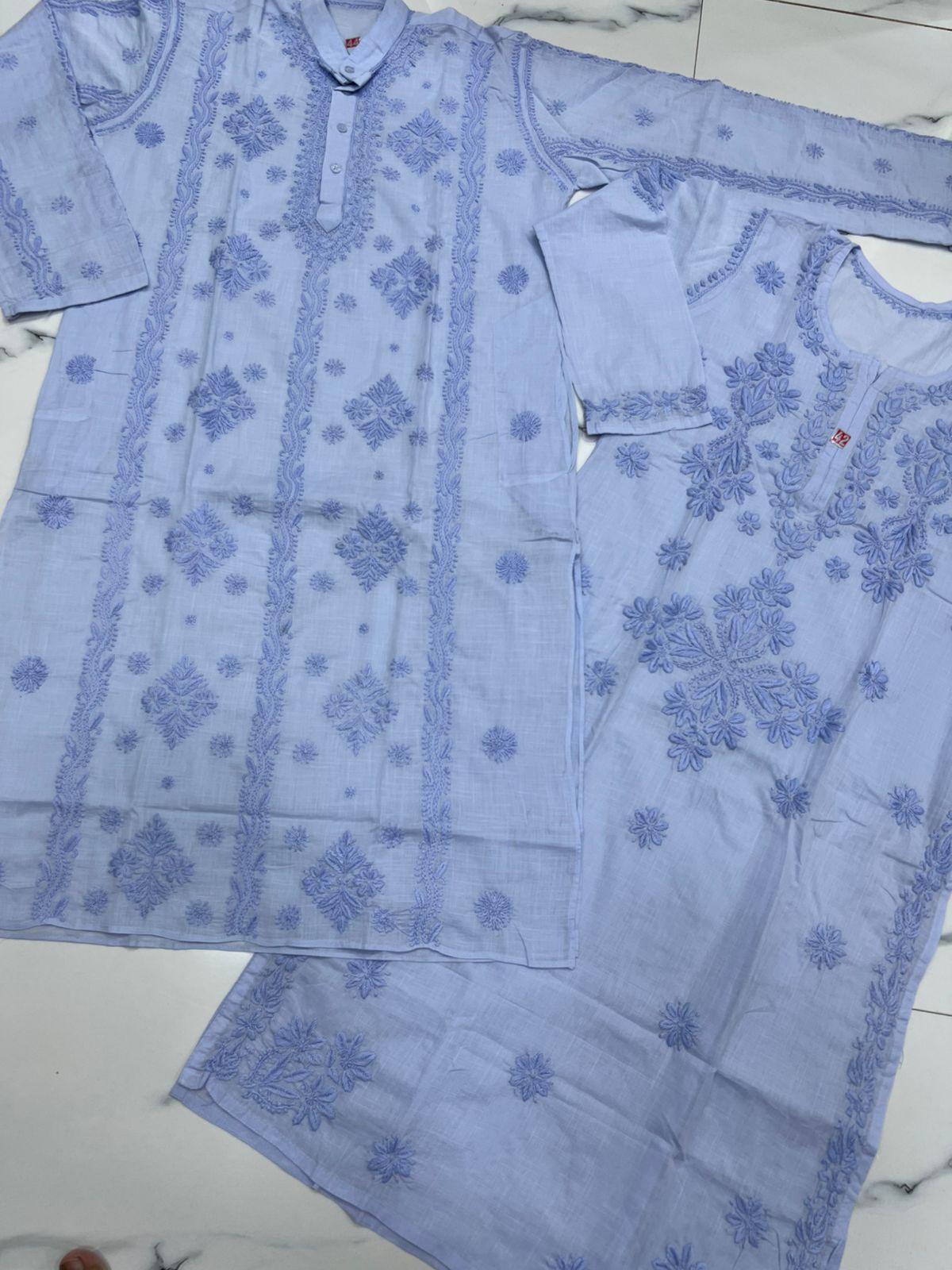 Couple wears men and women cotton set