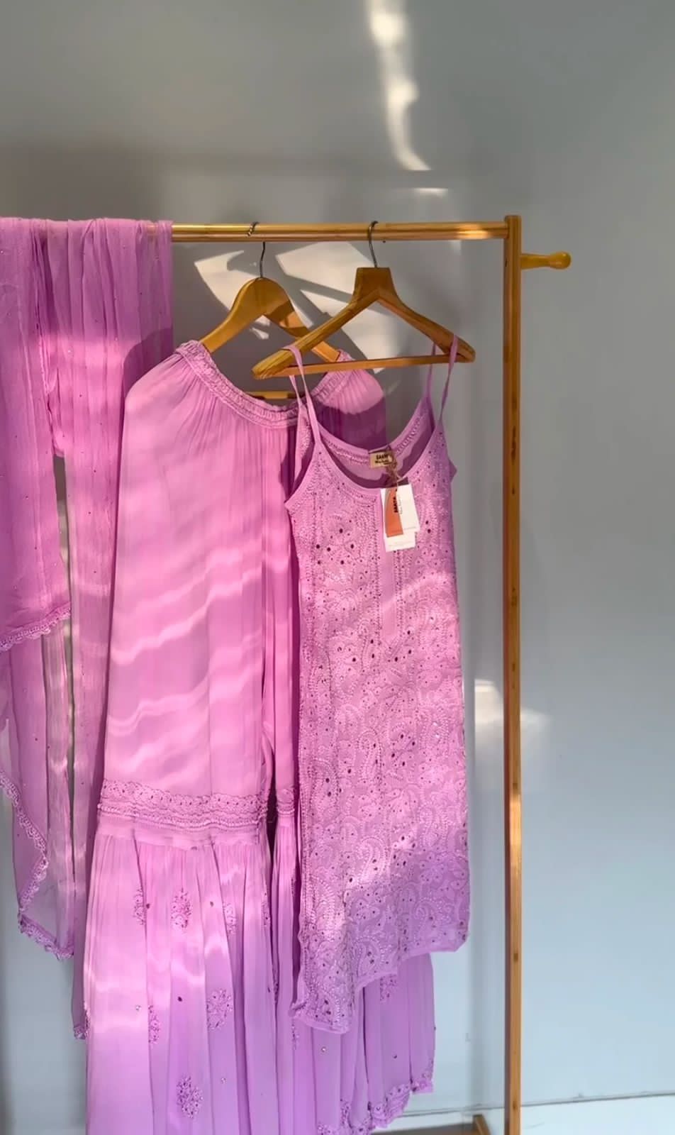 Viscose 3pc set kurta, garara and dupatta with mukaish work
