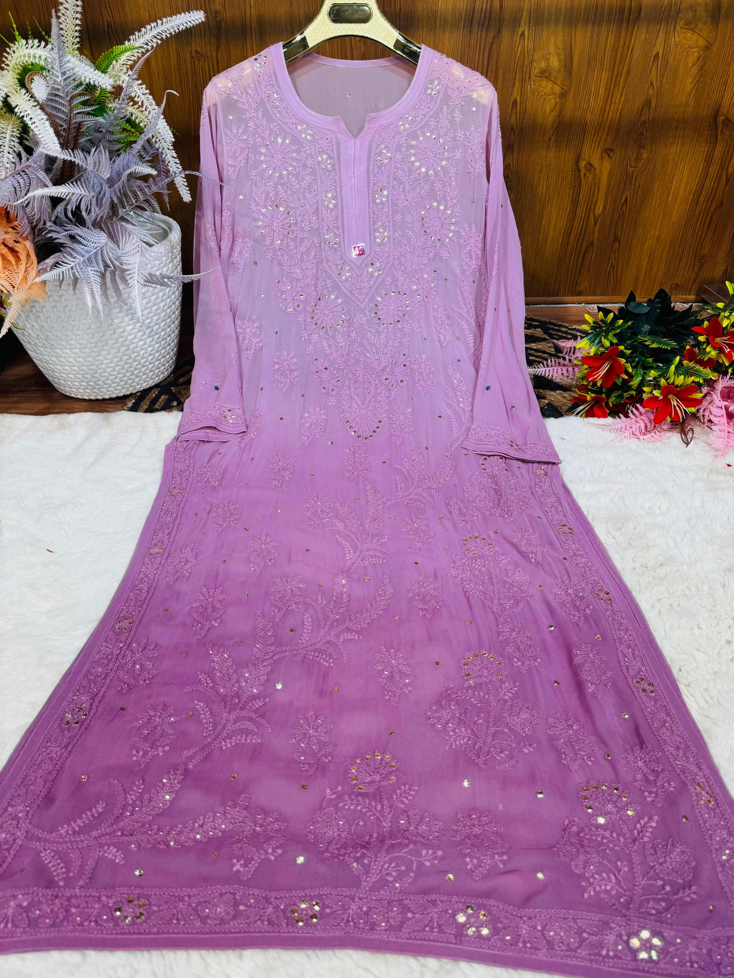 Viscose kurta with mukaish work