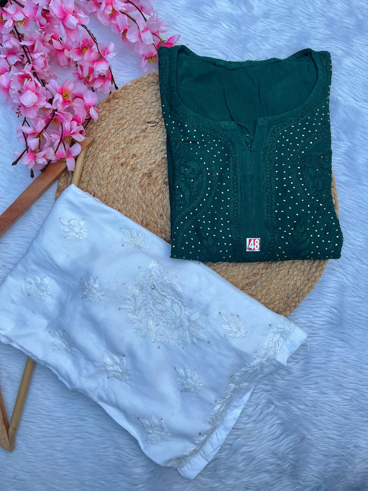 Soft Rayon kurta and palazzo with beautiful mukaish and chikankari handwork