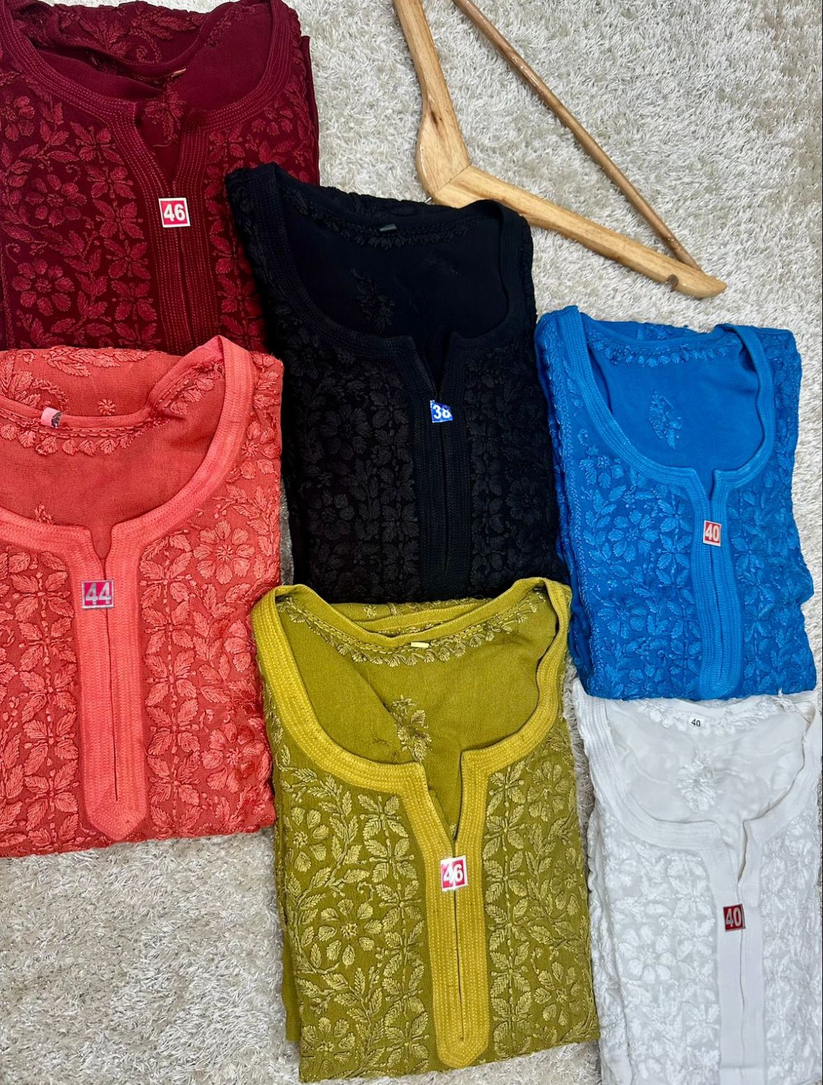 Viscose kurta with 3D chikankari work