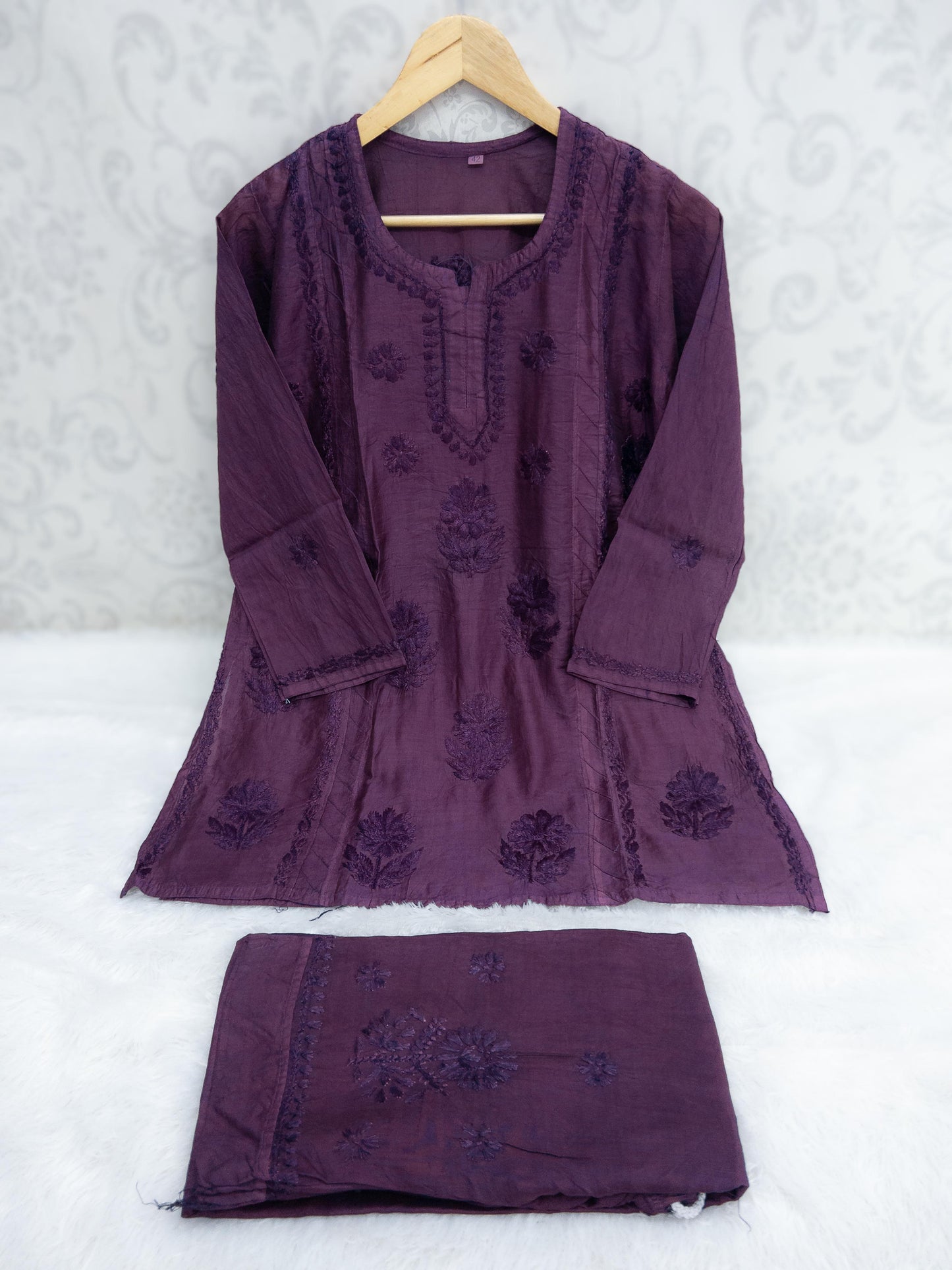 Chanderi cord set with beautiful chikankari handwork