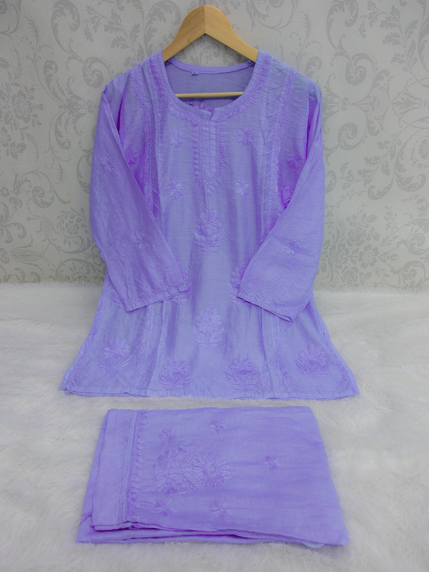 Chanderi cord set with beautiful chikankari handwork