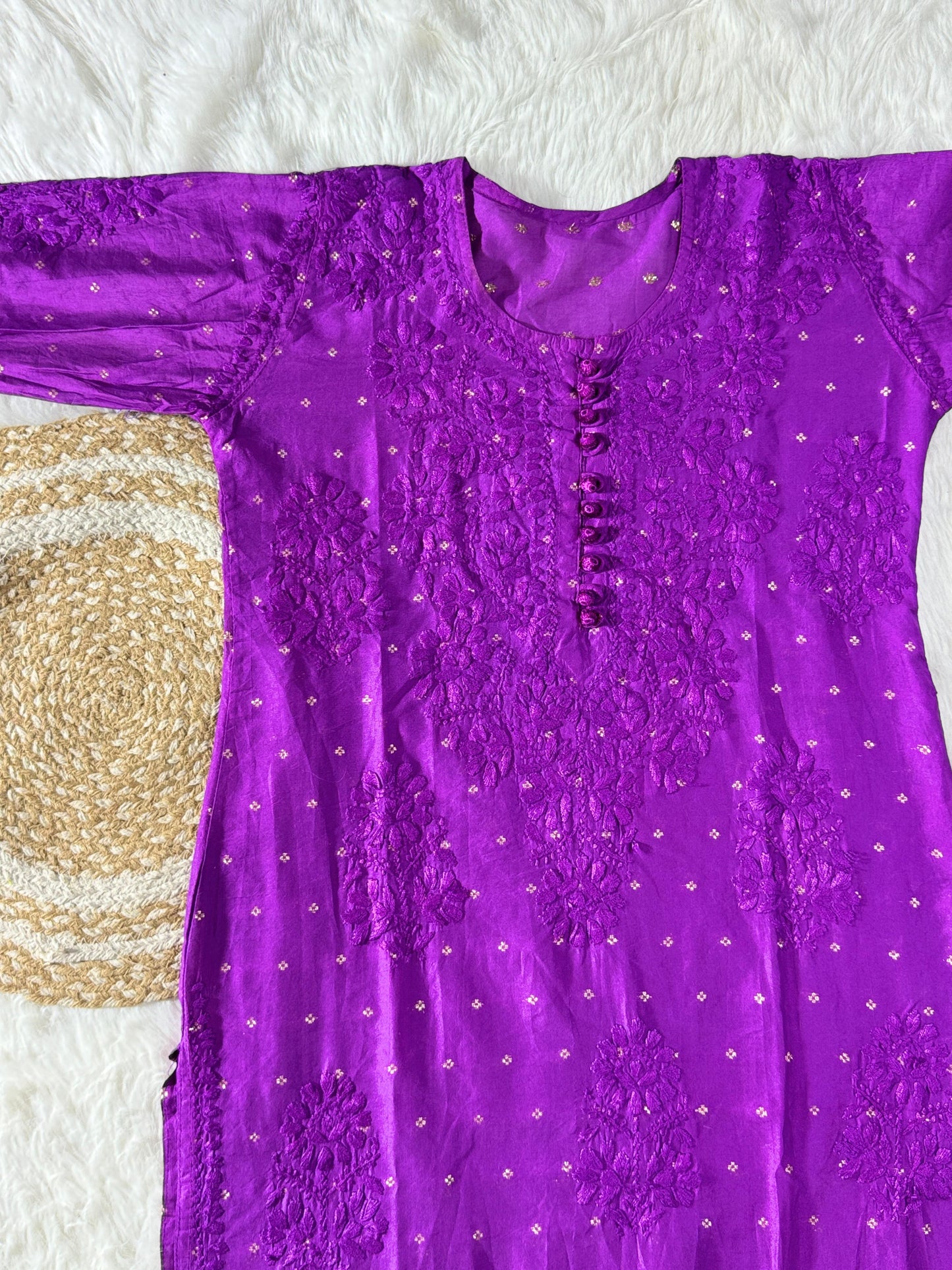 Chanderi 2pc kurta and bottom set