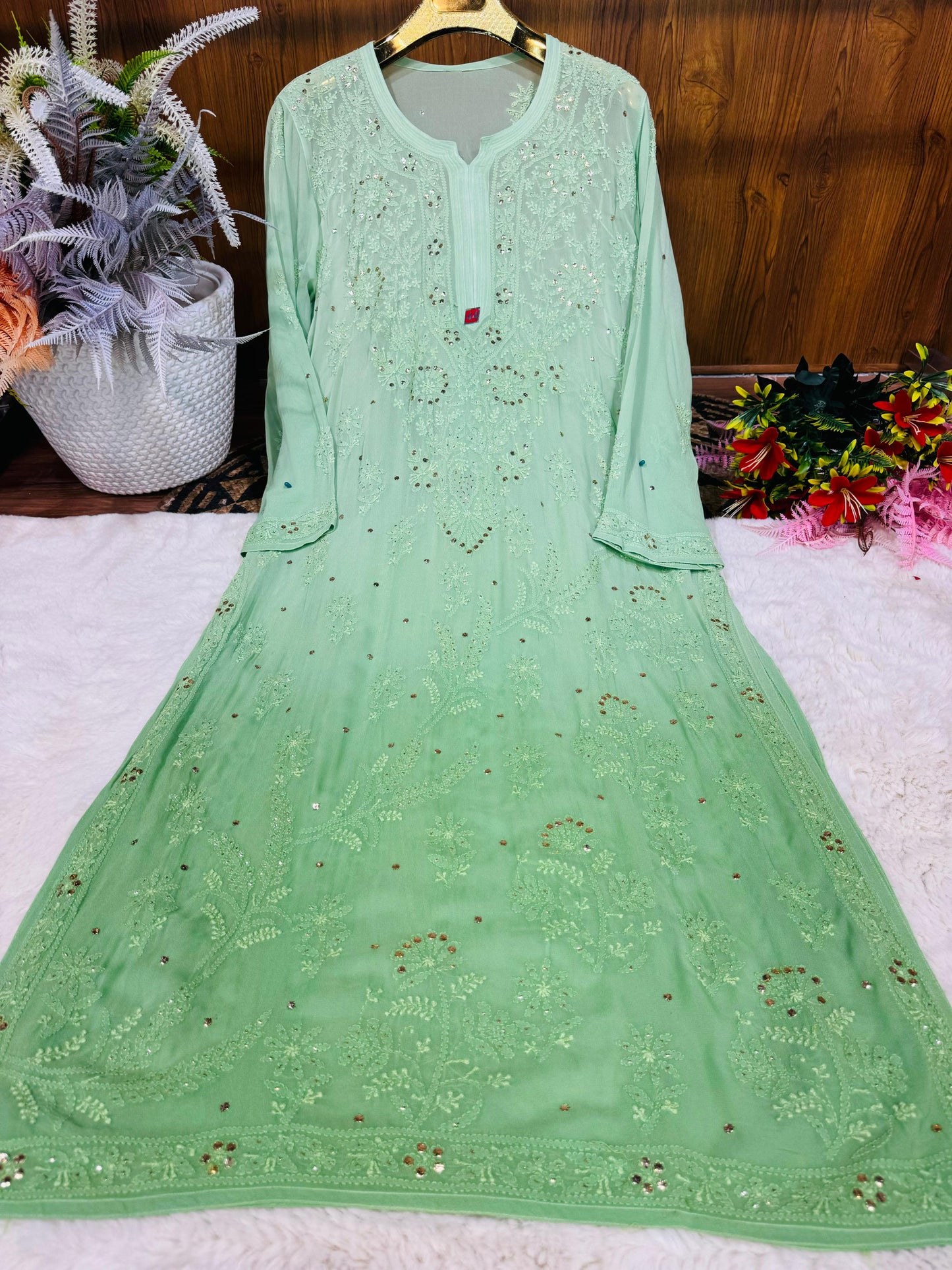 Viscose kurta with mukaish work