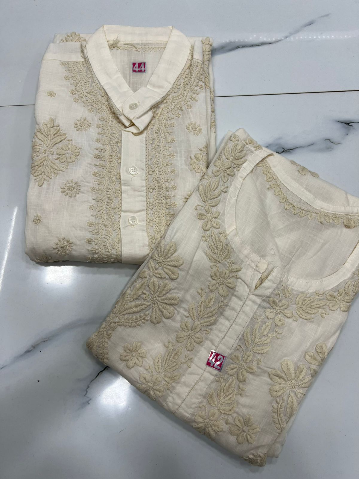 Couple wears men and women cotton set