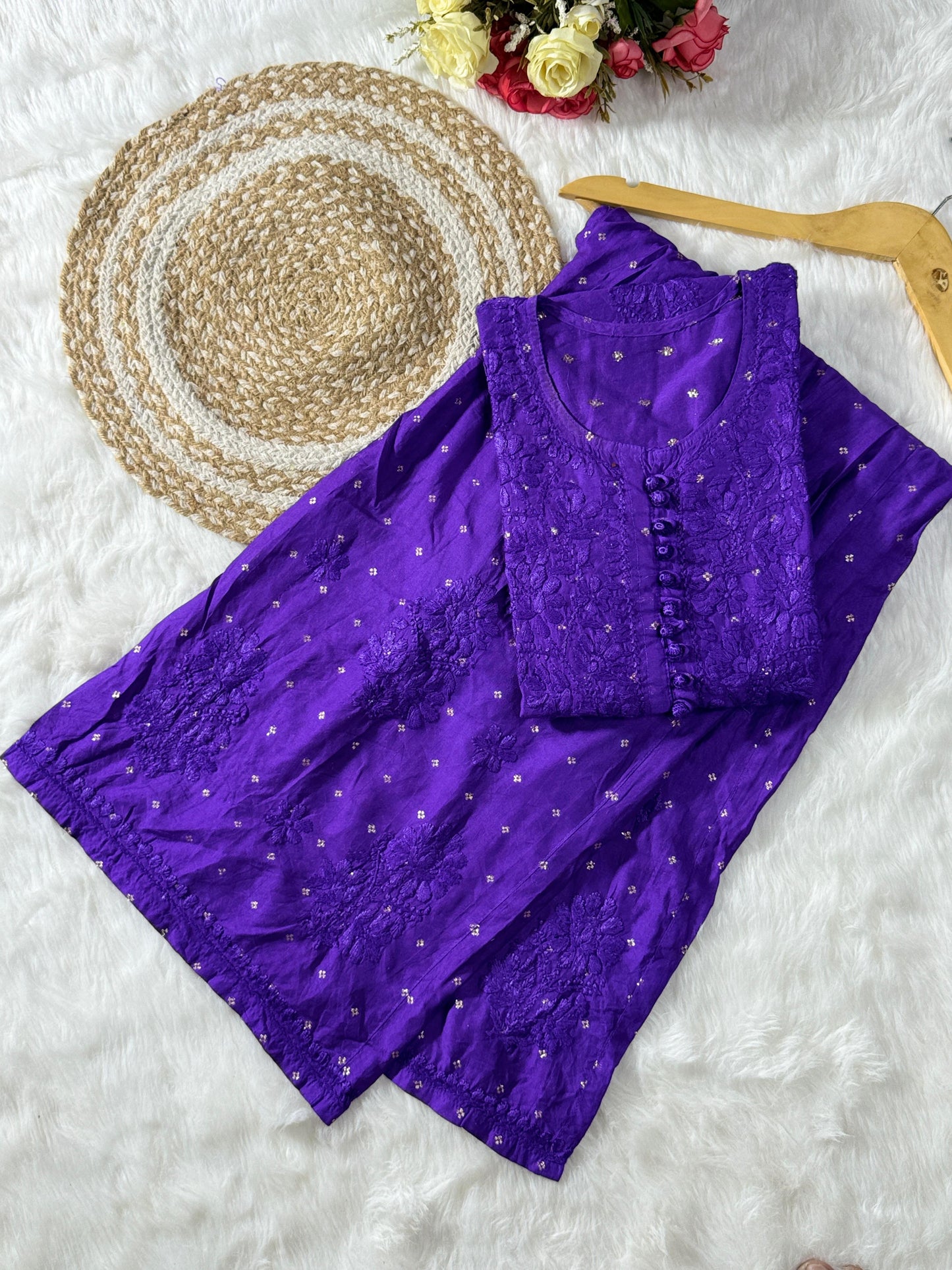 Chanderi 2pc kurta and bottom set