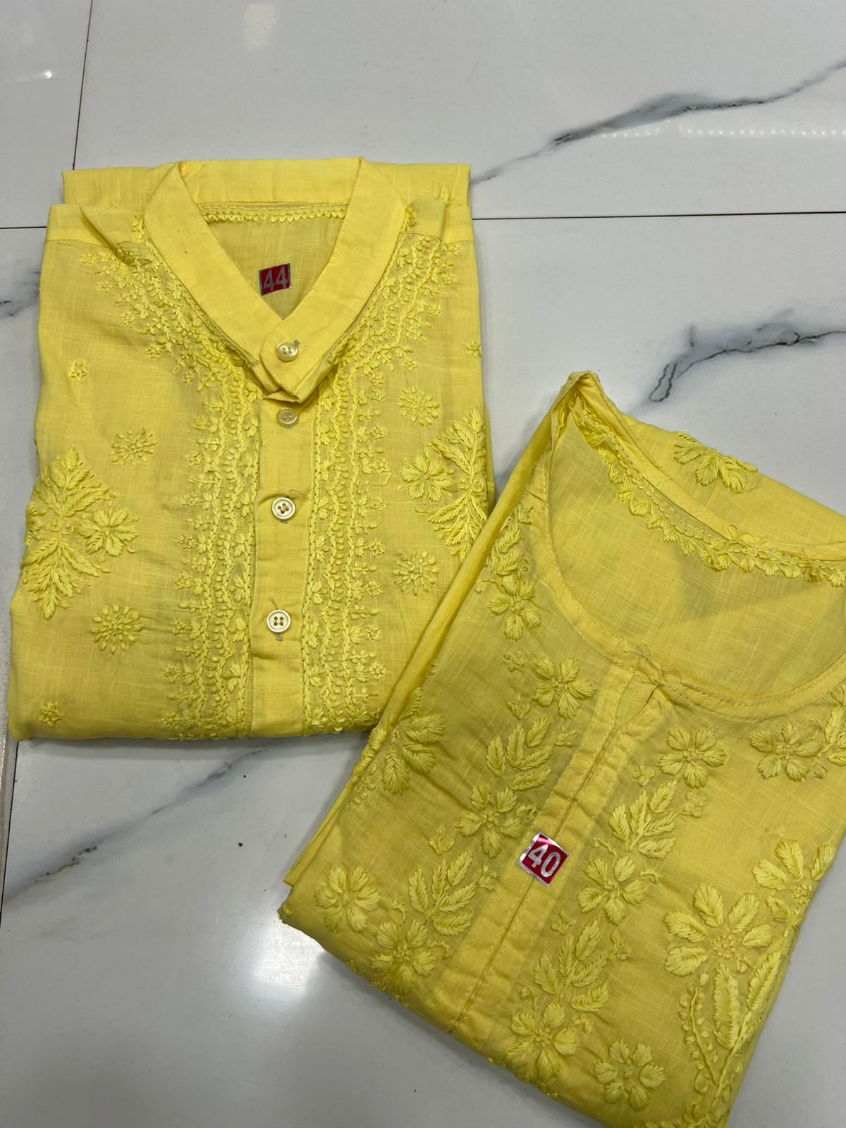 Couple wears men and women cotton set