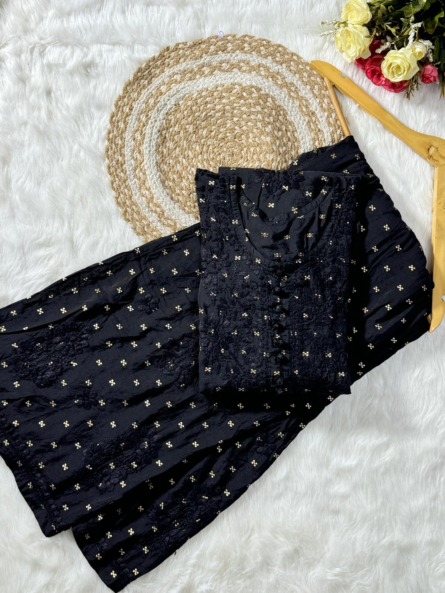 Chanderi 2pc kurta and bottom set