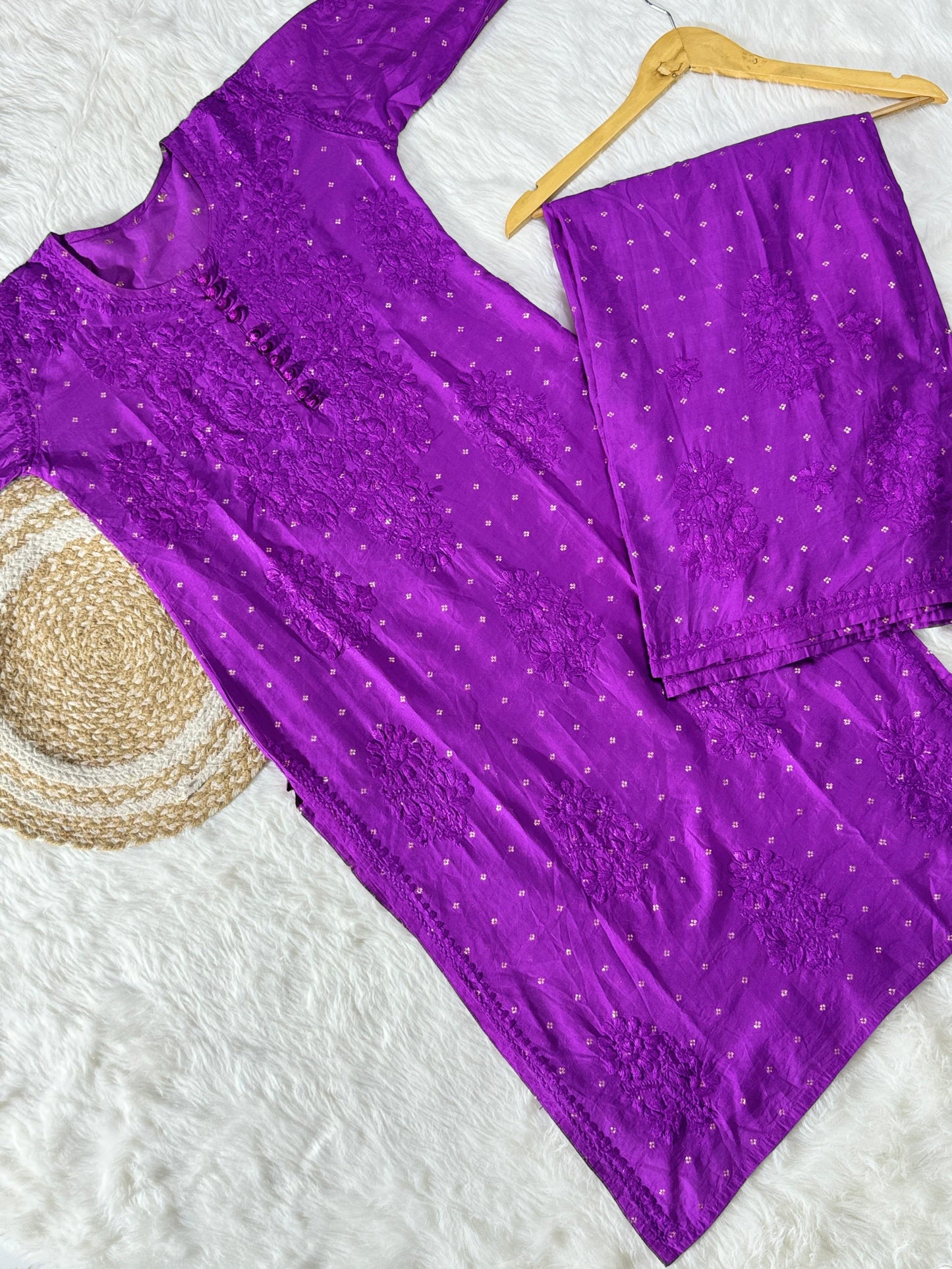 Chanderi 2pc kurta and bottom set