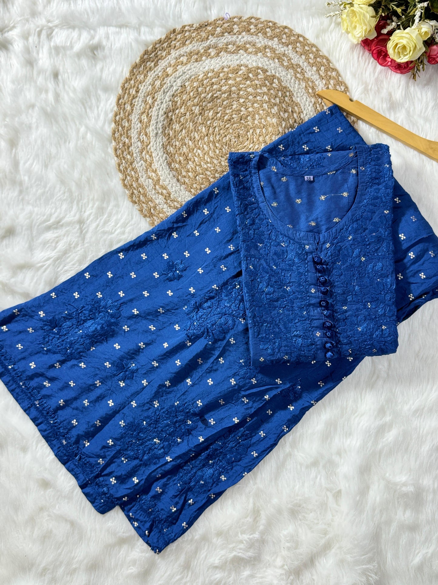 Chanderi 2pc kurta and bottom set