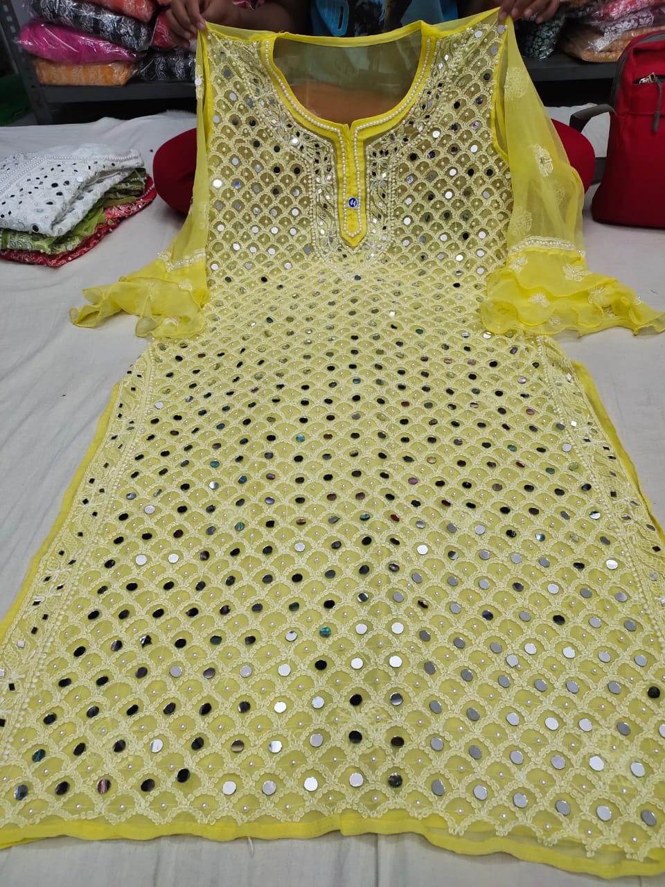 Moti Mirror Work Kurta